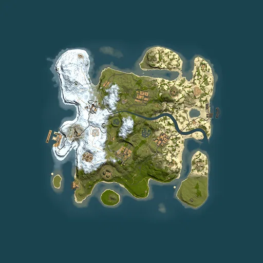 Rust map seed 224409877, 3000x3000m top-down preview