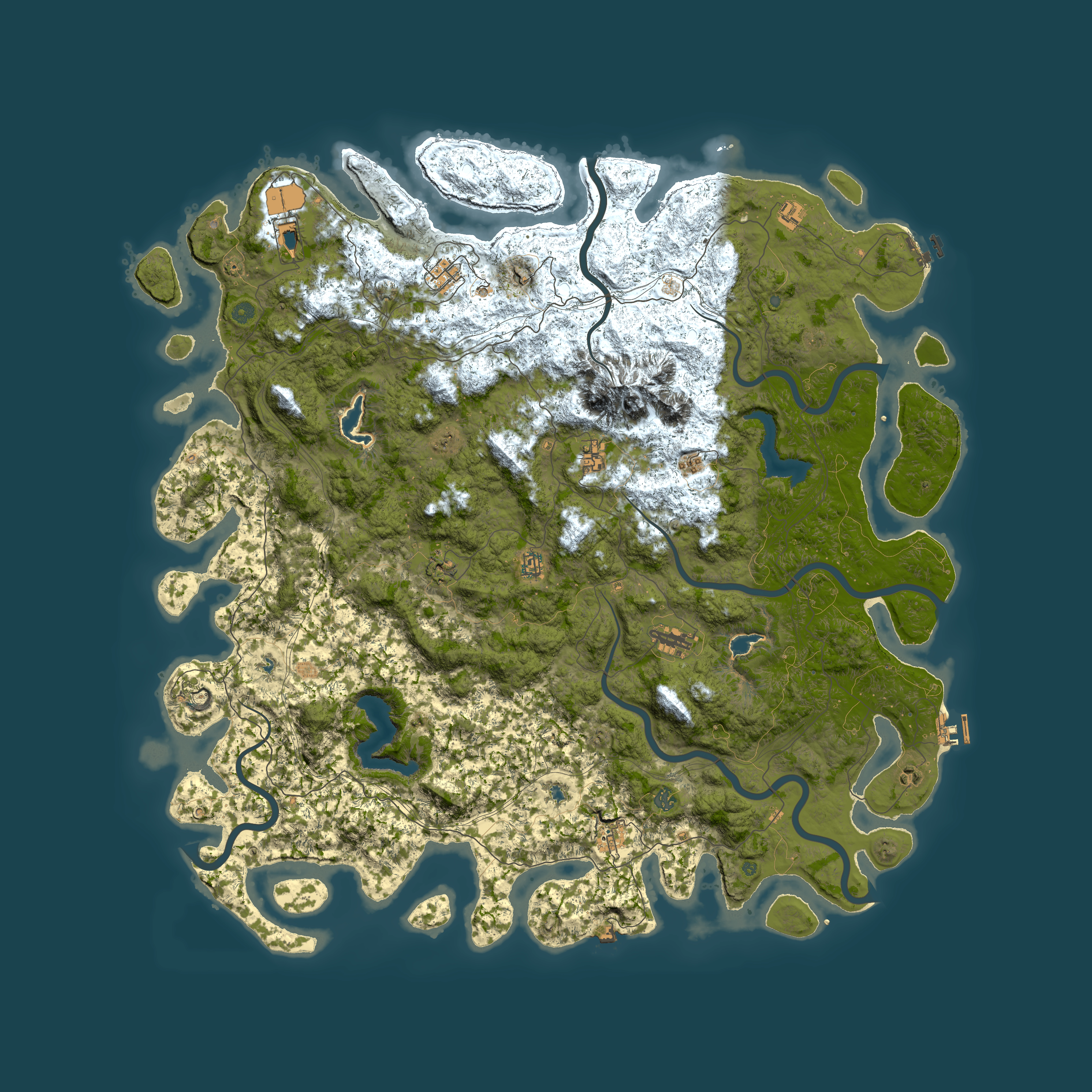 Full top-down render of Rust map seed 537688743, 6000x6000m