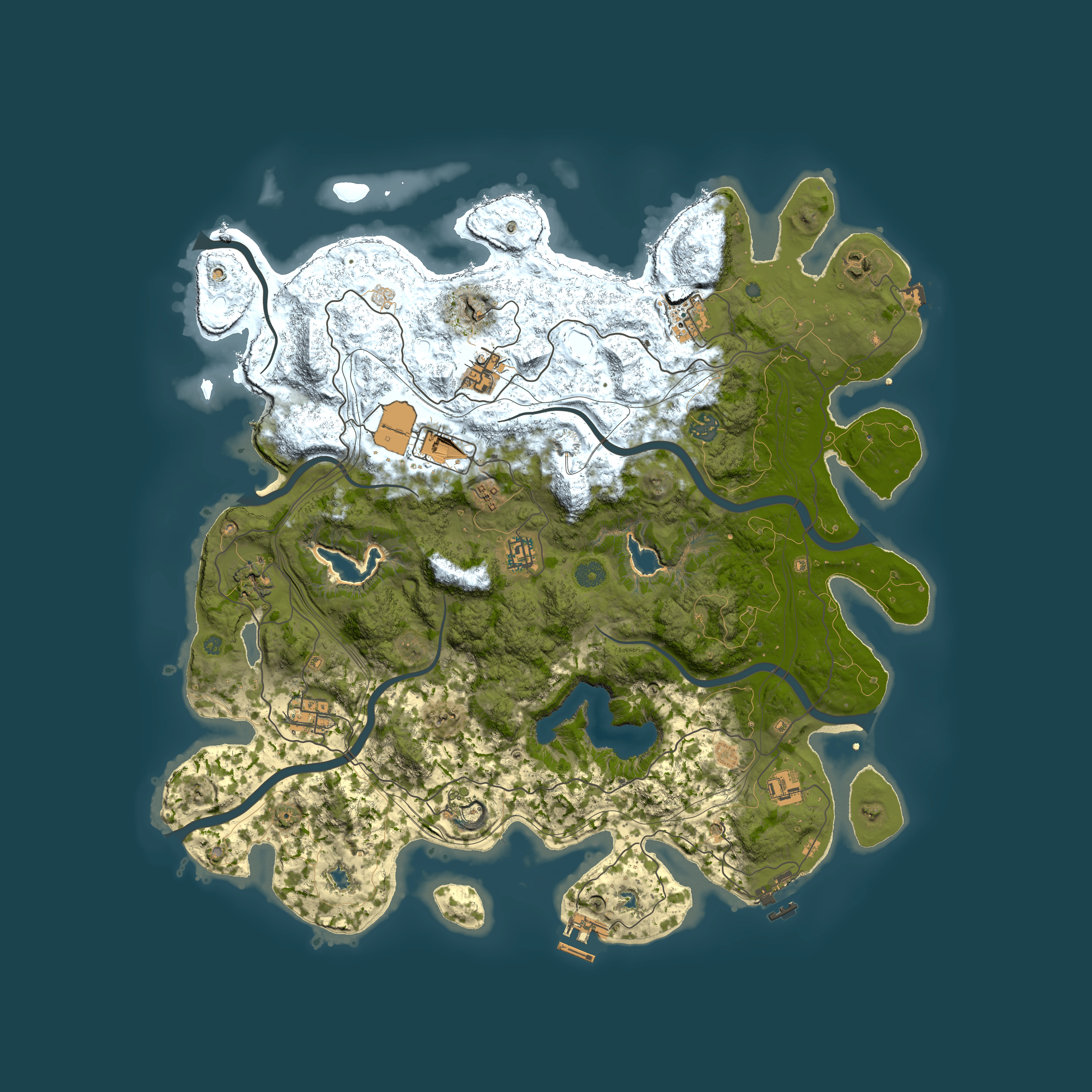 Full top-down render of Rust map seed 1274612596, 4500x4500m