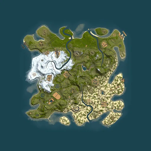 Rust map seed 299697407, 4000x4000m top-down preview