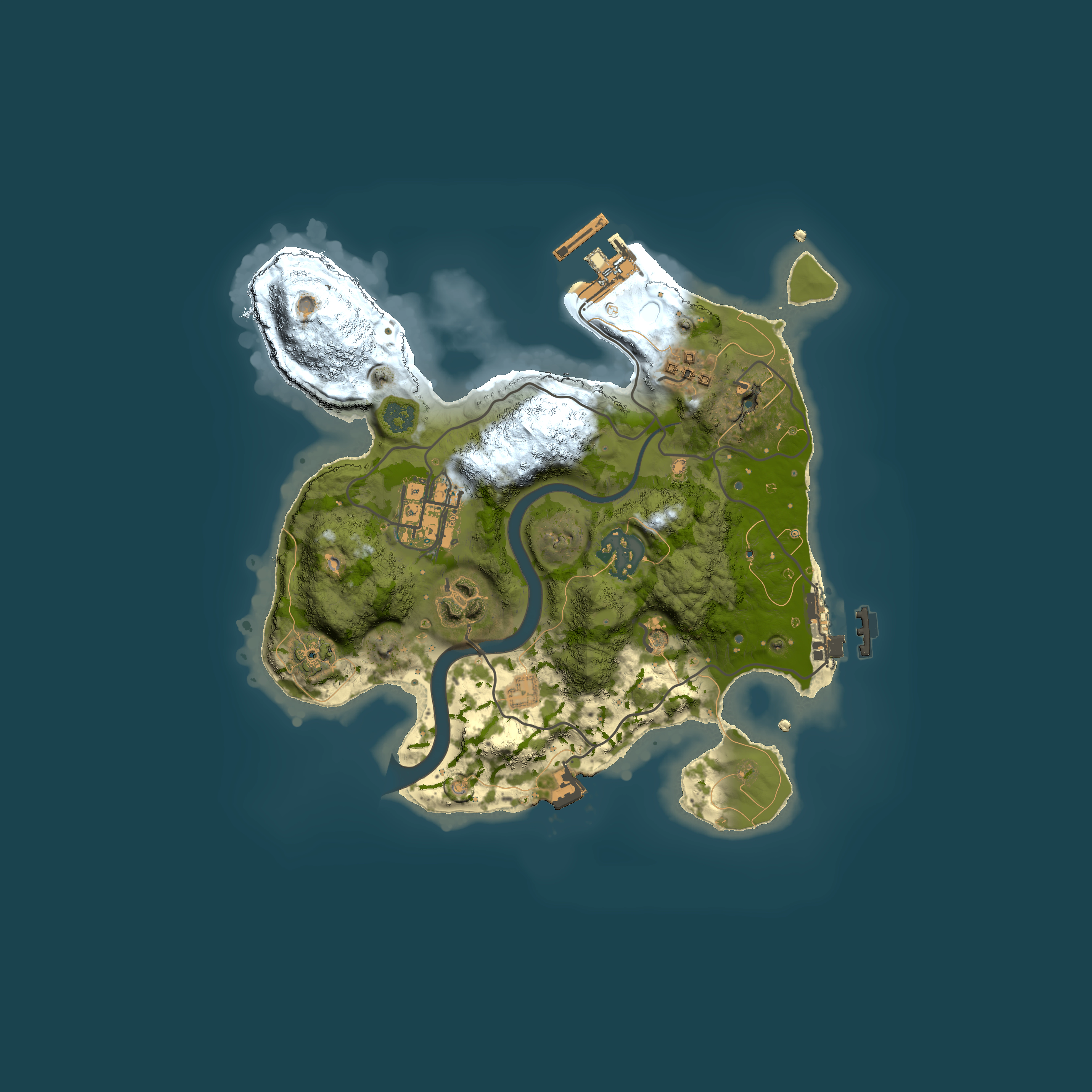 Full top-down render of Rust map seed 2106575223, 2500x2500m