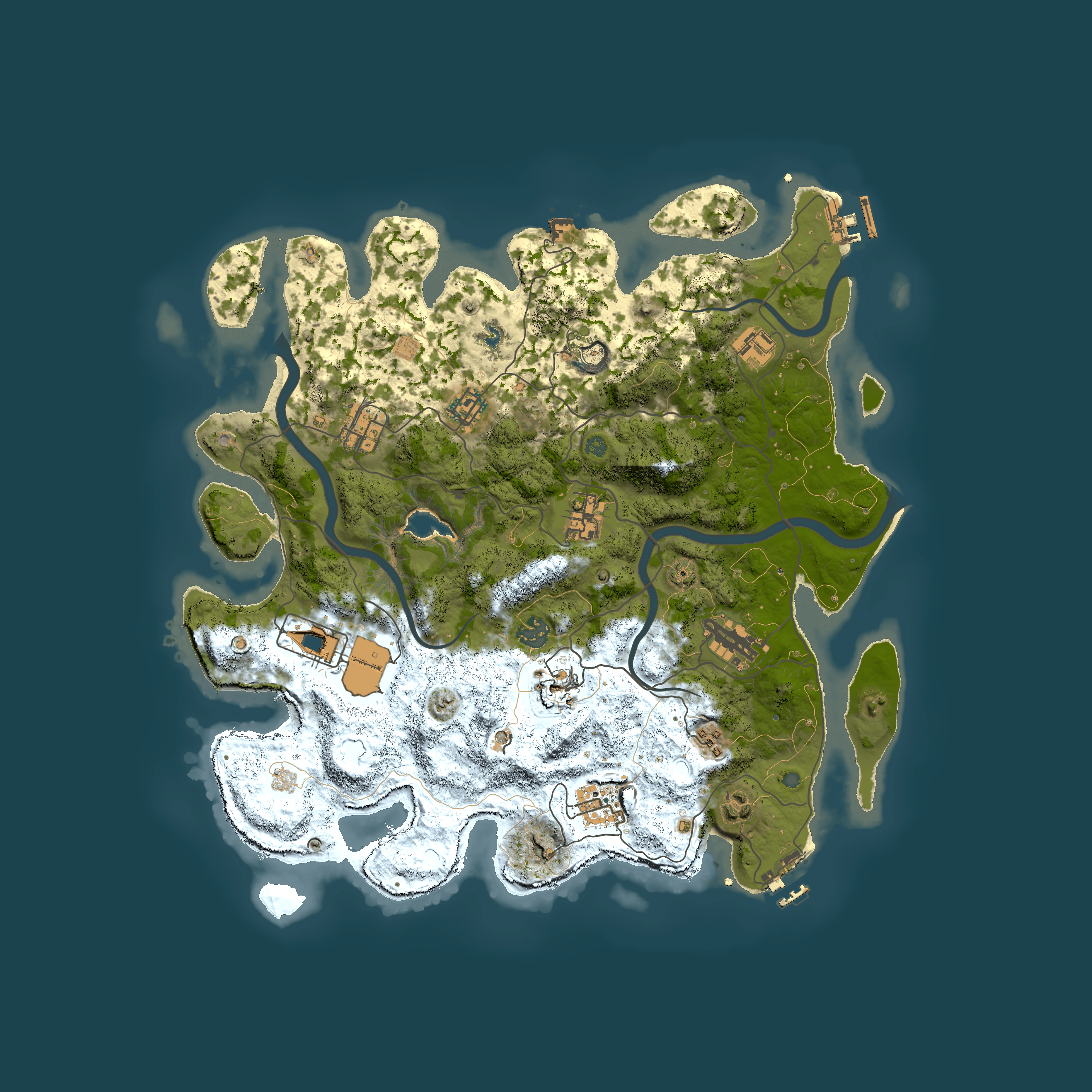 Full top-down render of Rust map seed 883972449, 4000x4000m