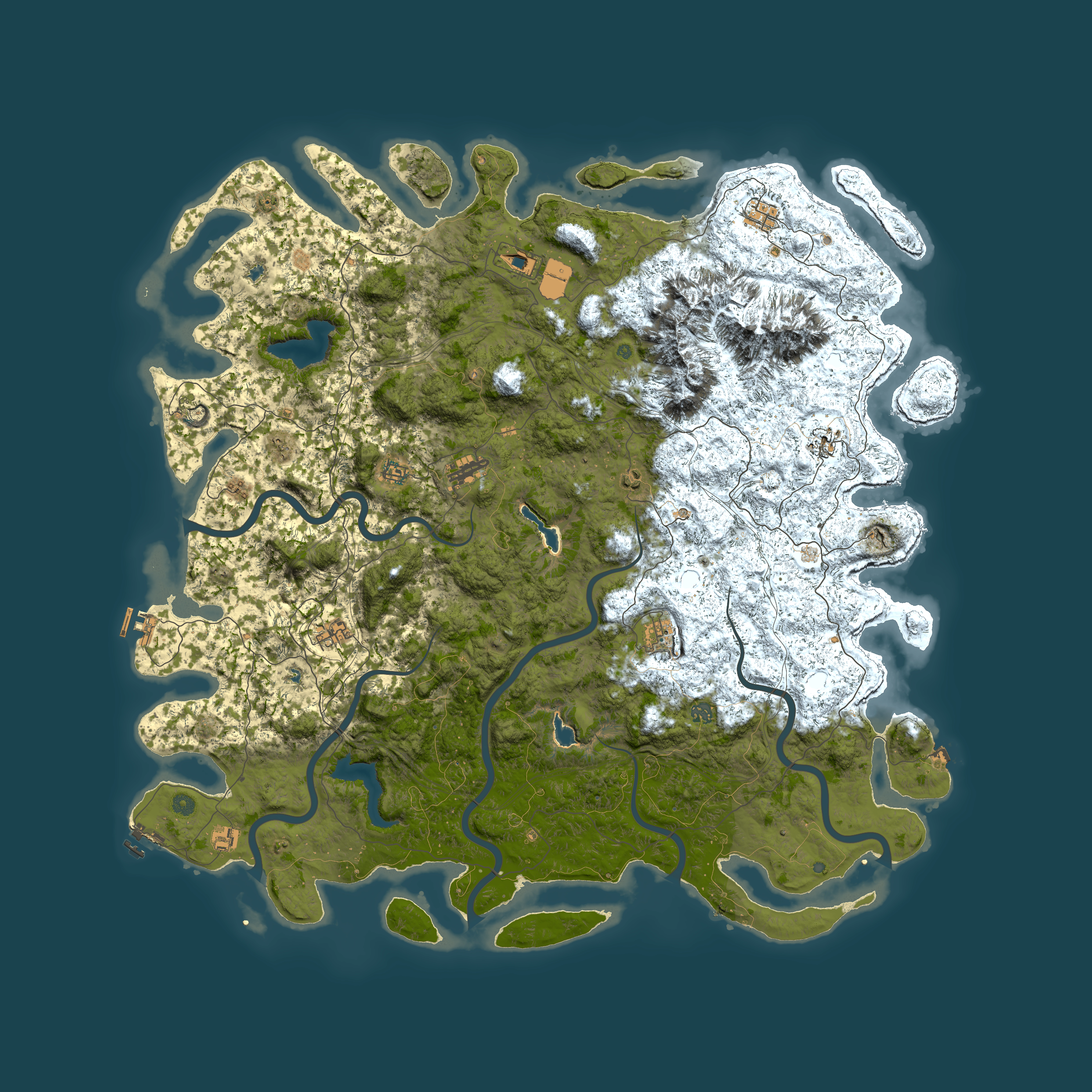 Full top-down render of Rust map seed 18624595, 6000x6000m