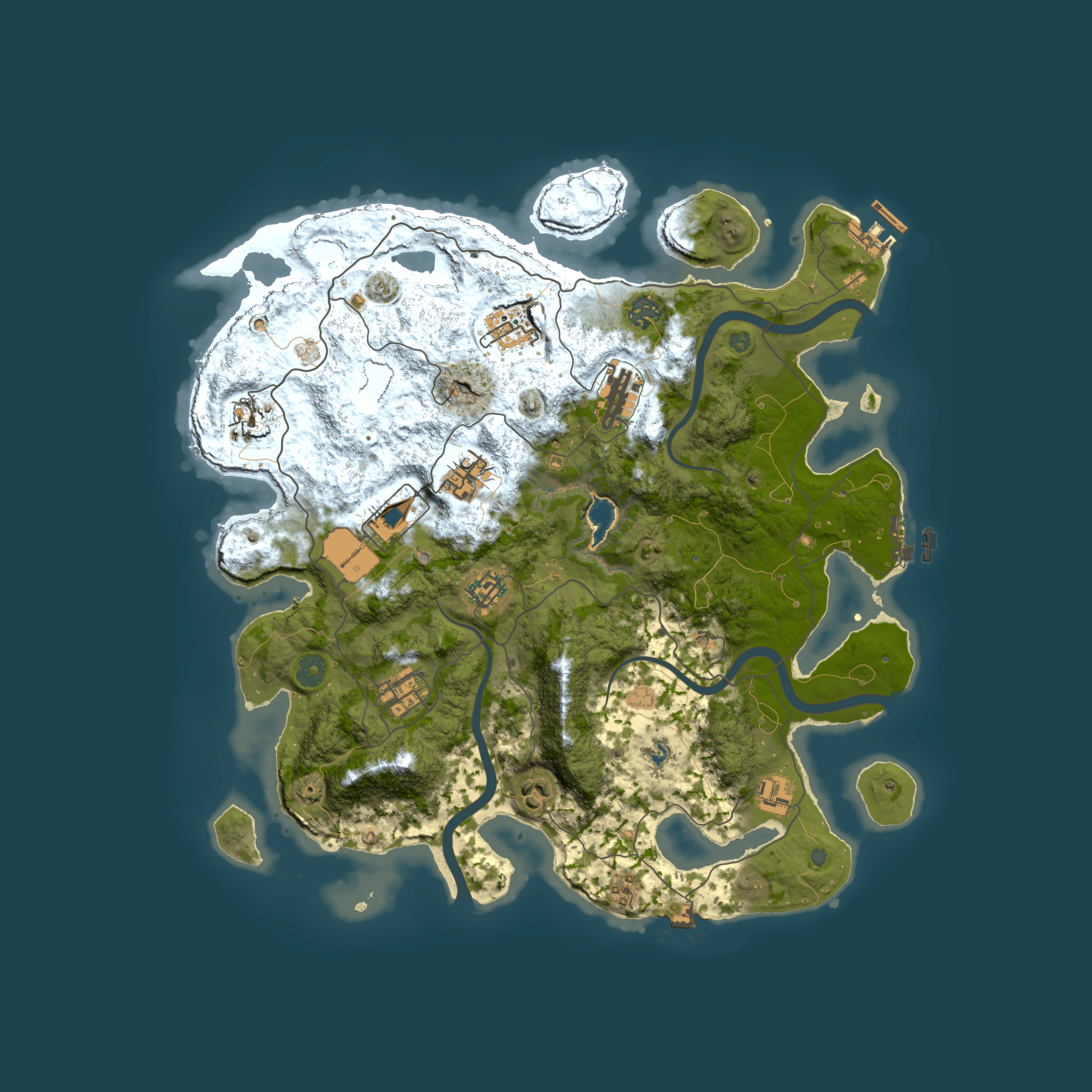 Full top-down render of Rust map seed 2021477479, 4000x4000m