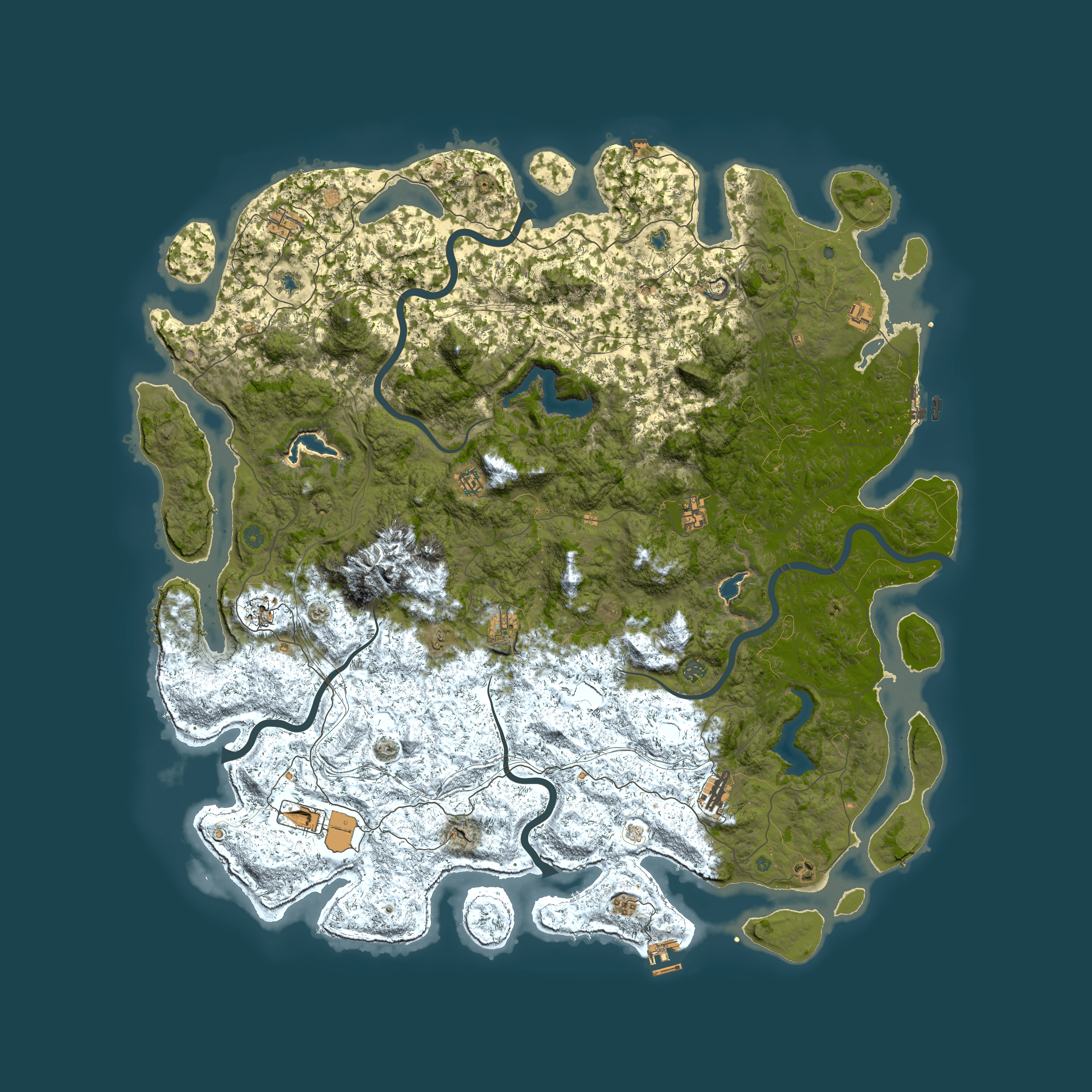 Full top-down render of Rust map seed 1497239547, 6000x6000m