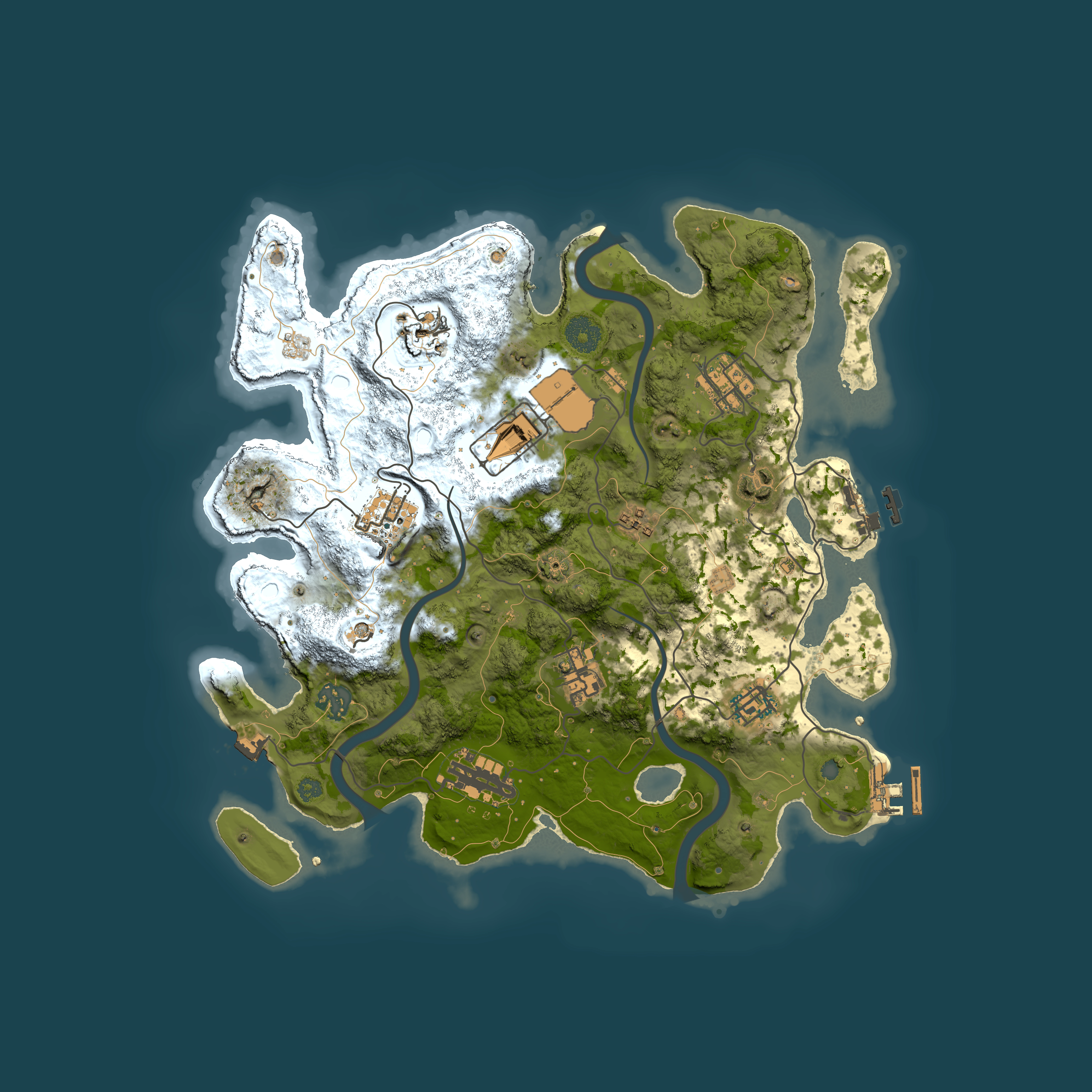 Full top-down render of Rust map seed 1234360965, 3500x3500m