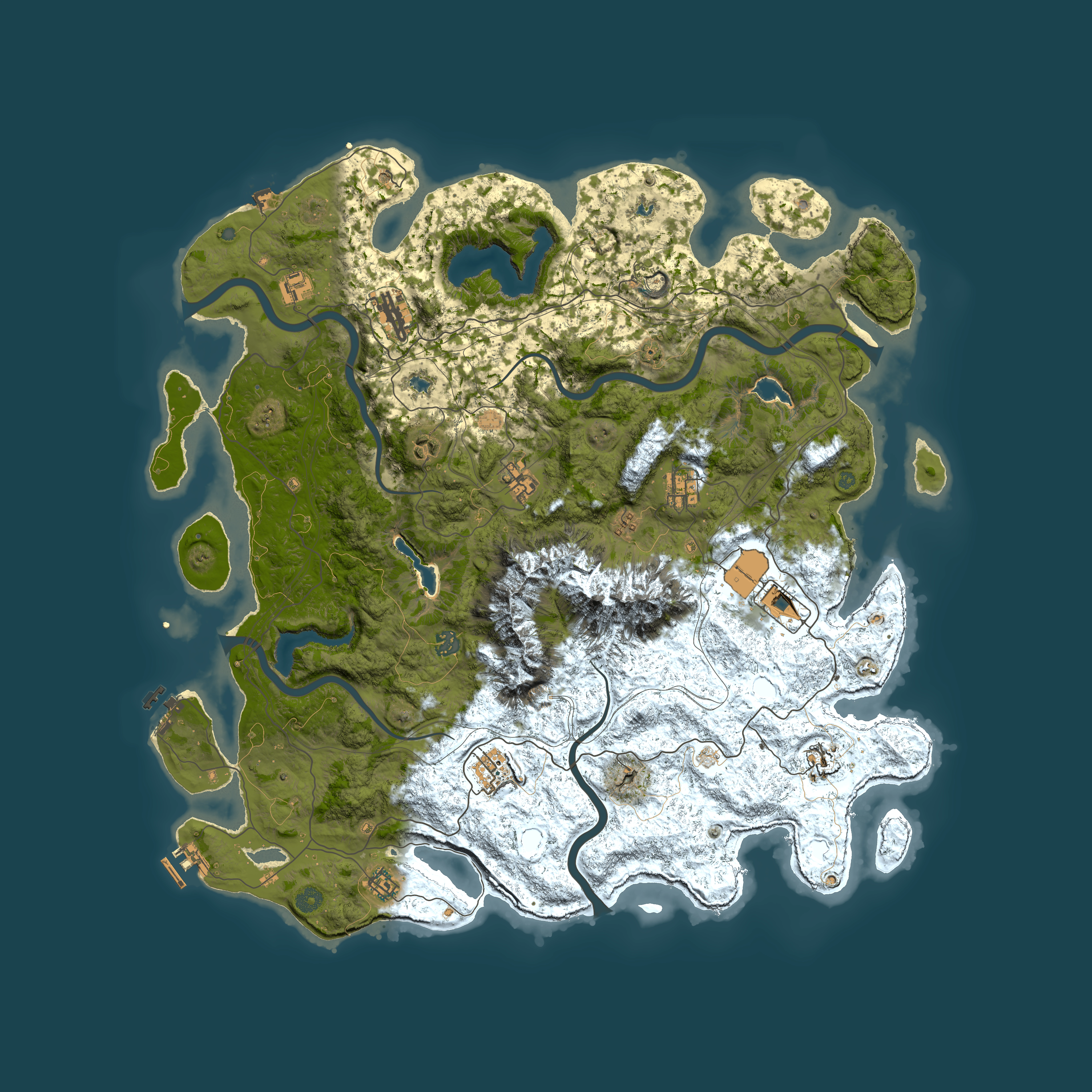 Full top-down render of Rust map seed 498897878, 5000x5000m