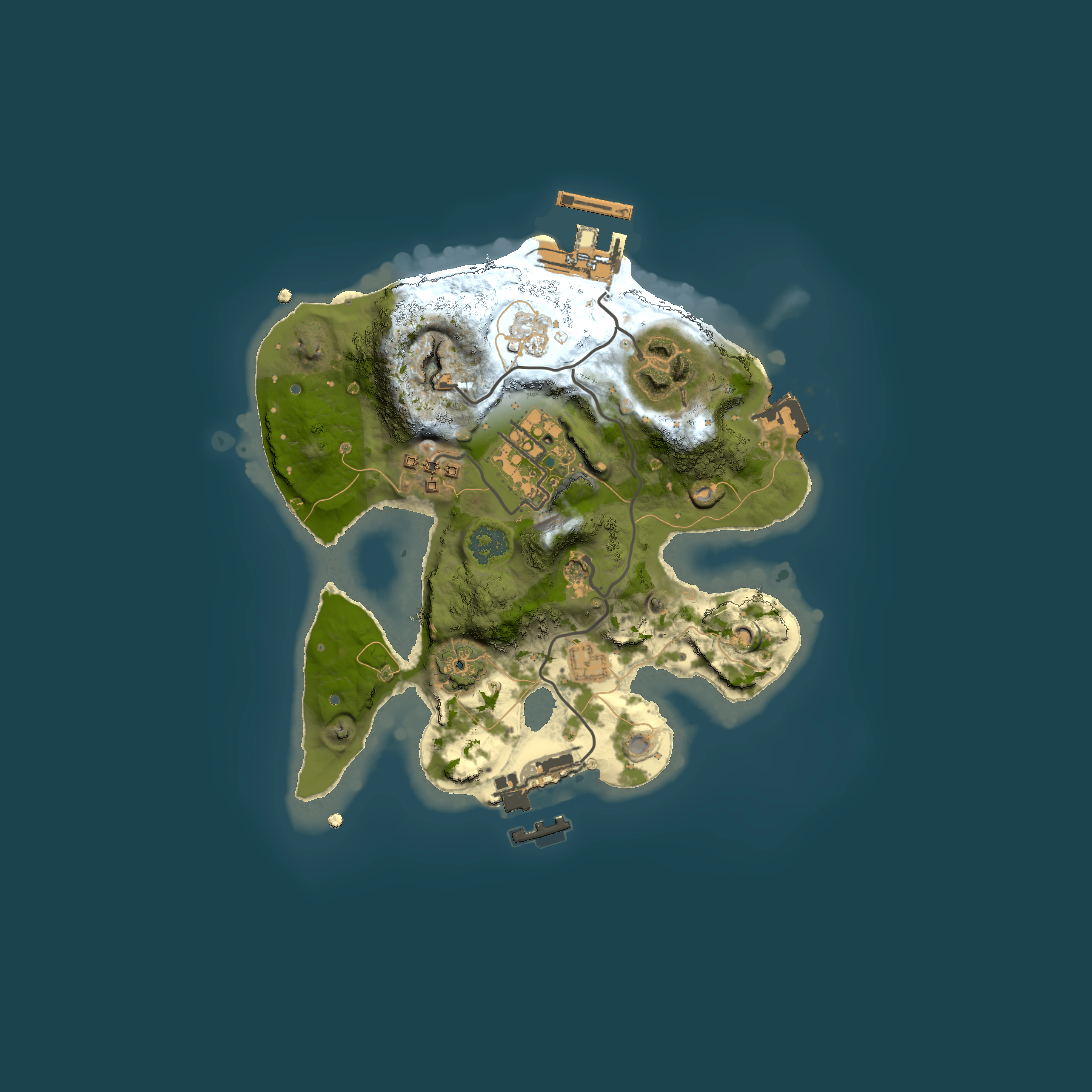 Full top-down render of Rust map seed 1597405250, 2000x2000m