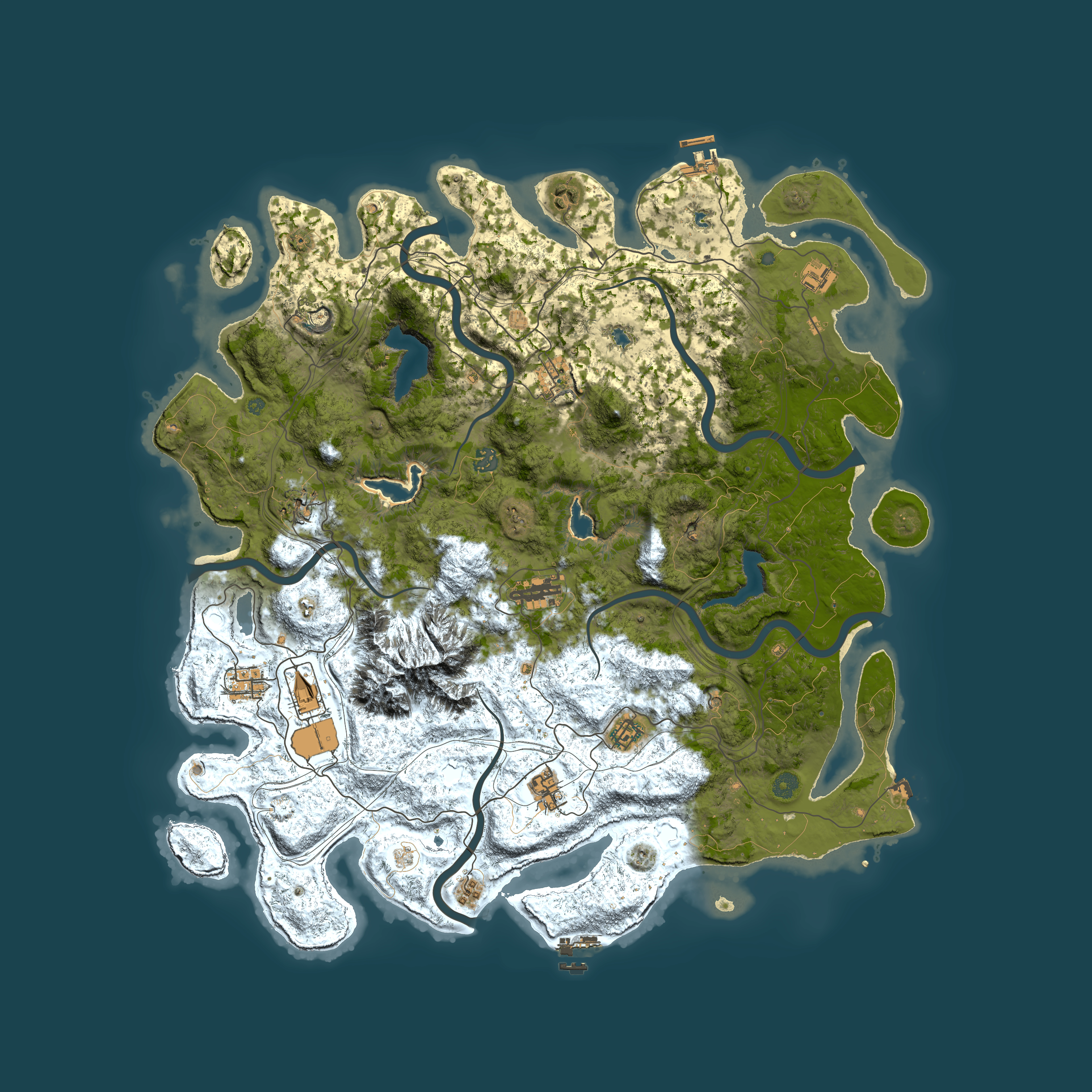 Full top-down render of Rust map seed 1697244905, 5000x5000m