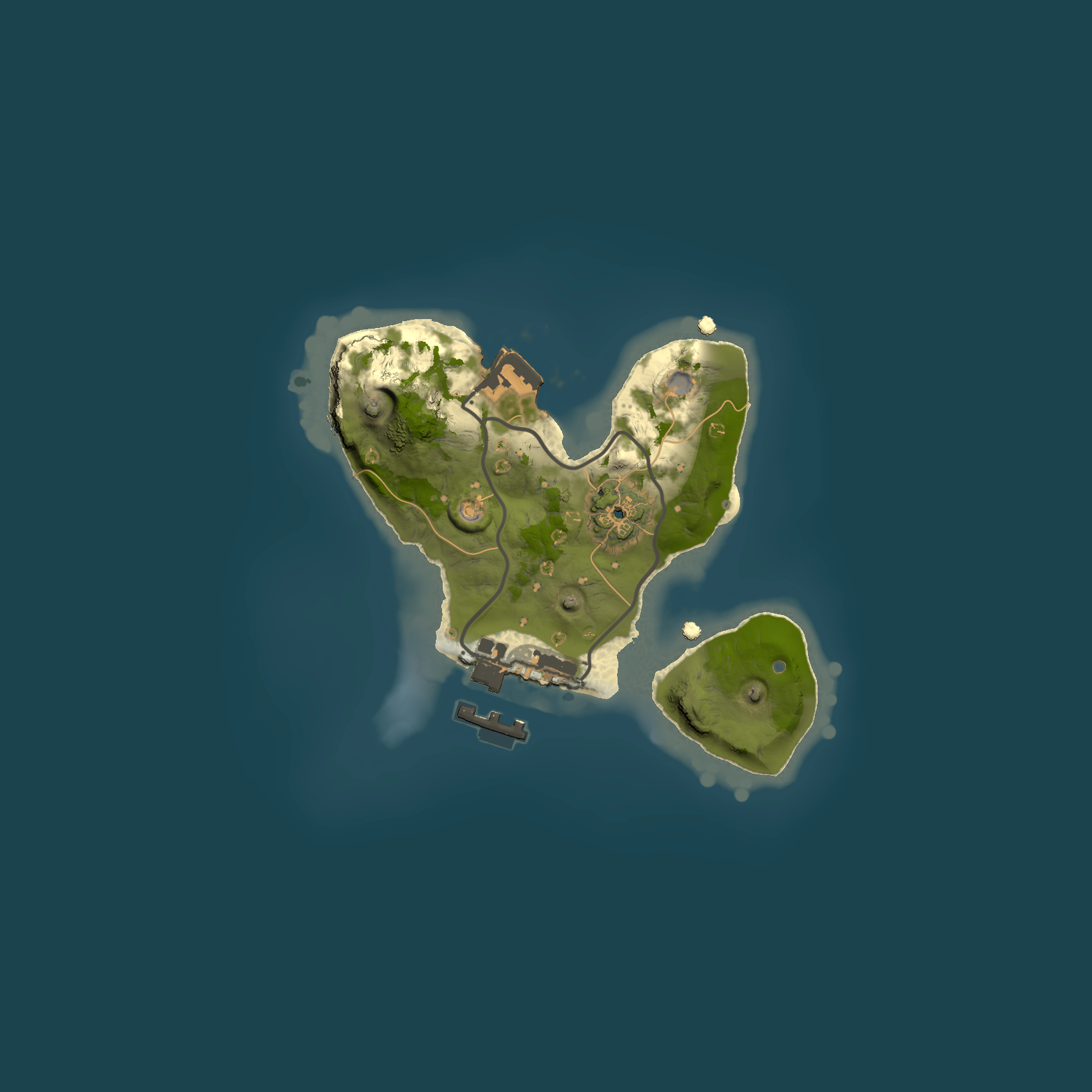 Full top-down render of Rust map seed 2077206528, 1500x1500m