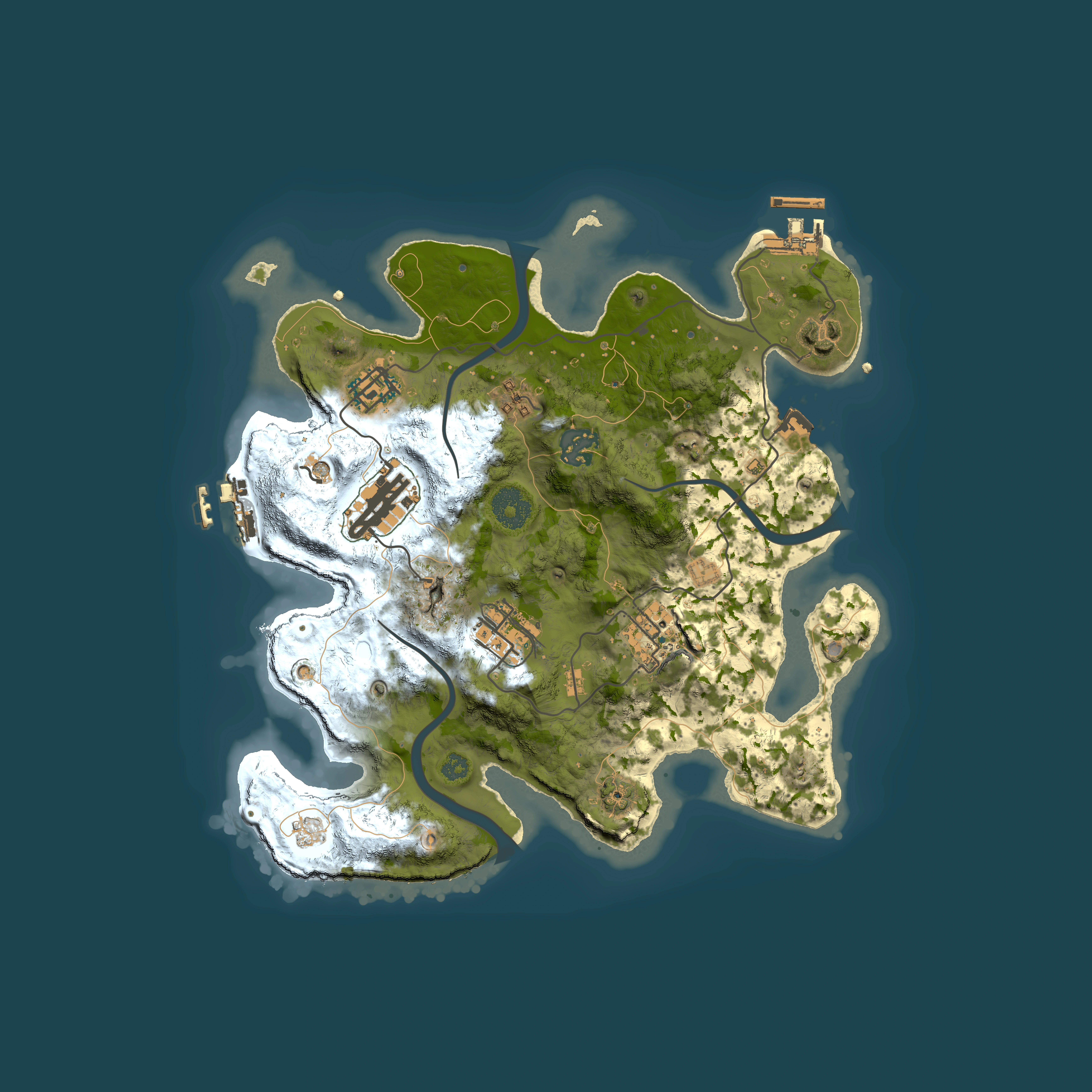 Full top-down render of Rust map seed 152525814, 3000x3000m