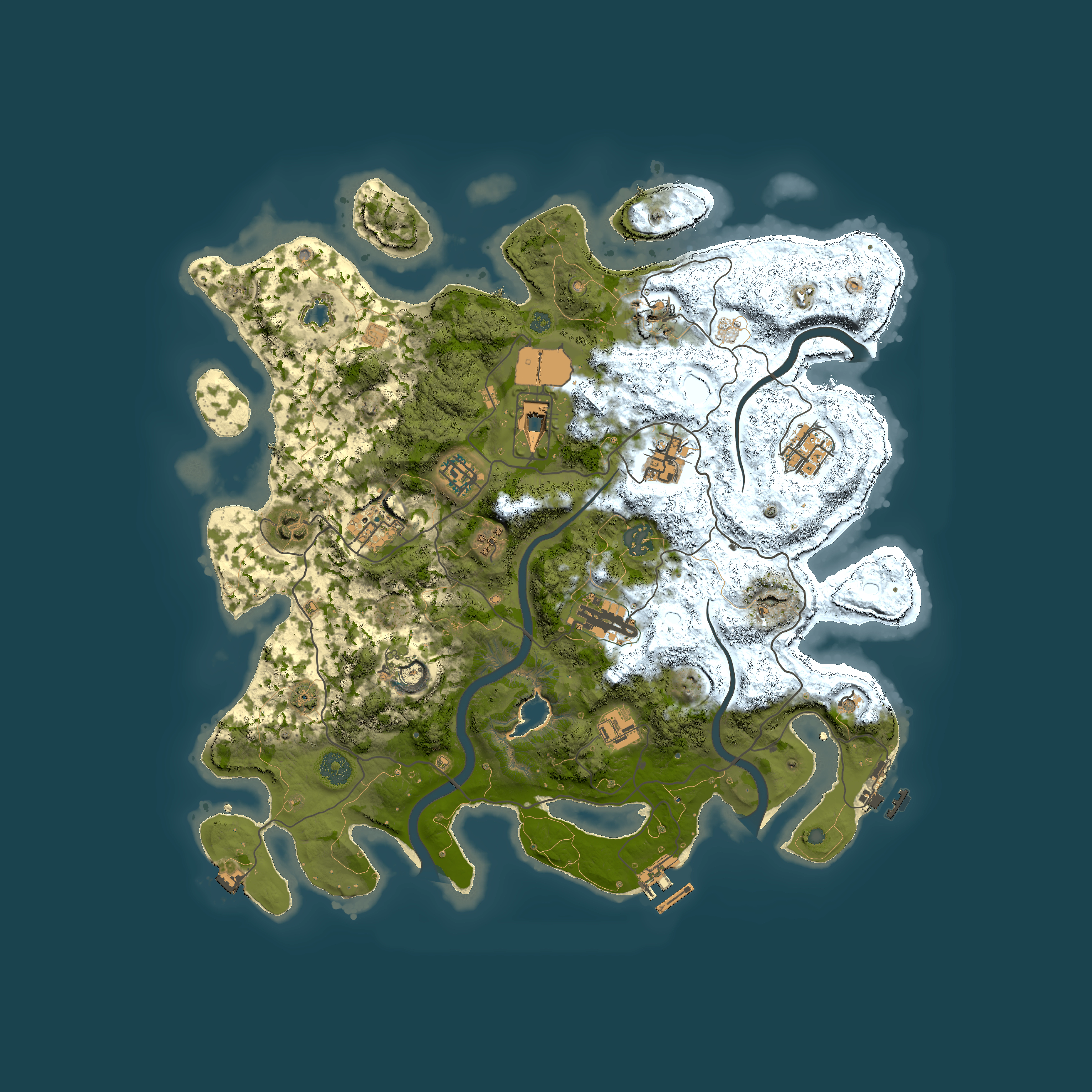 Full top-down render of Rust map seed 990380876, 4000x4000m