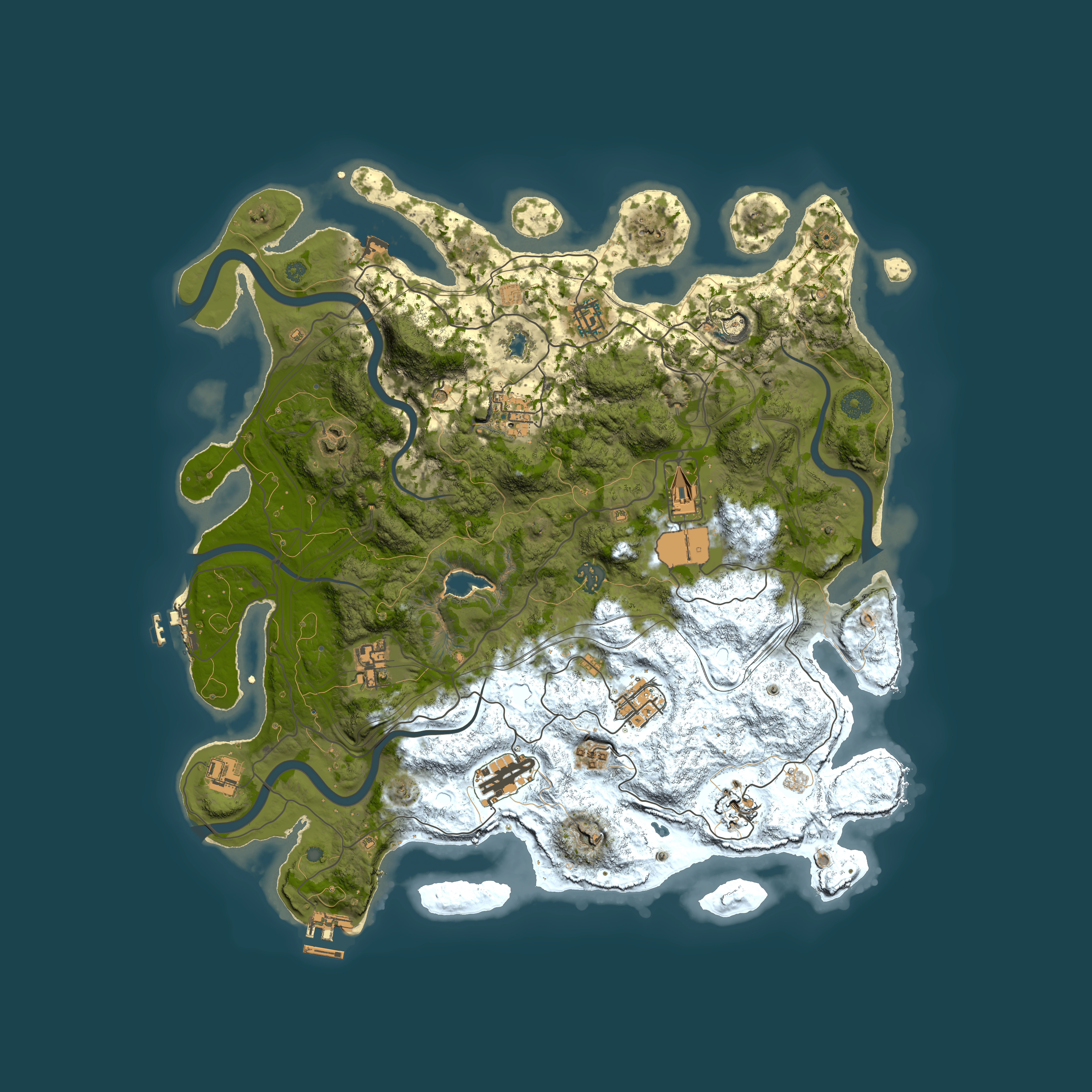 Full top-down render of Rust map seed 300932226, 4250x4250m