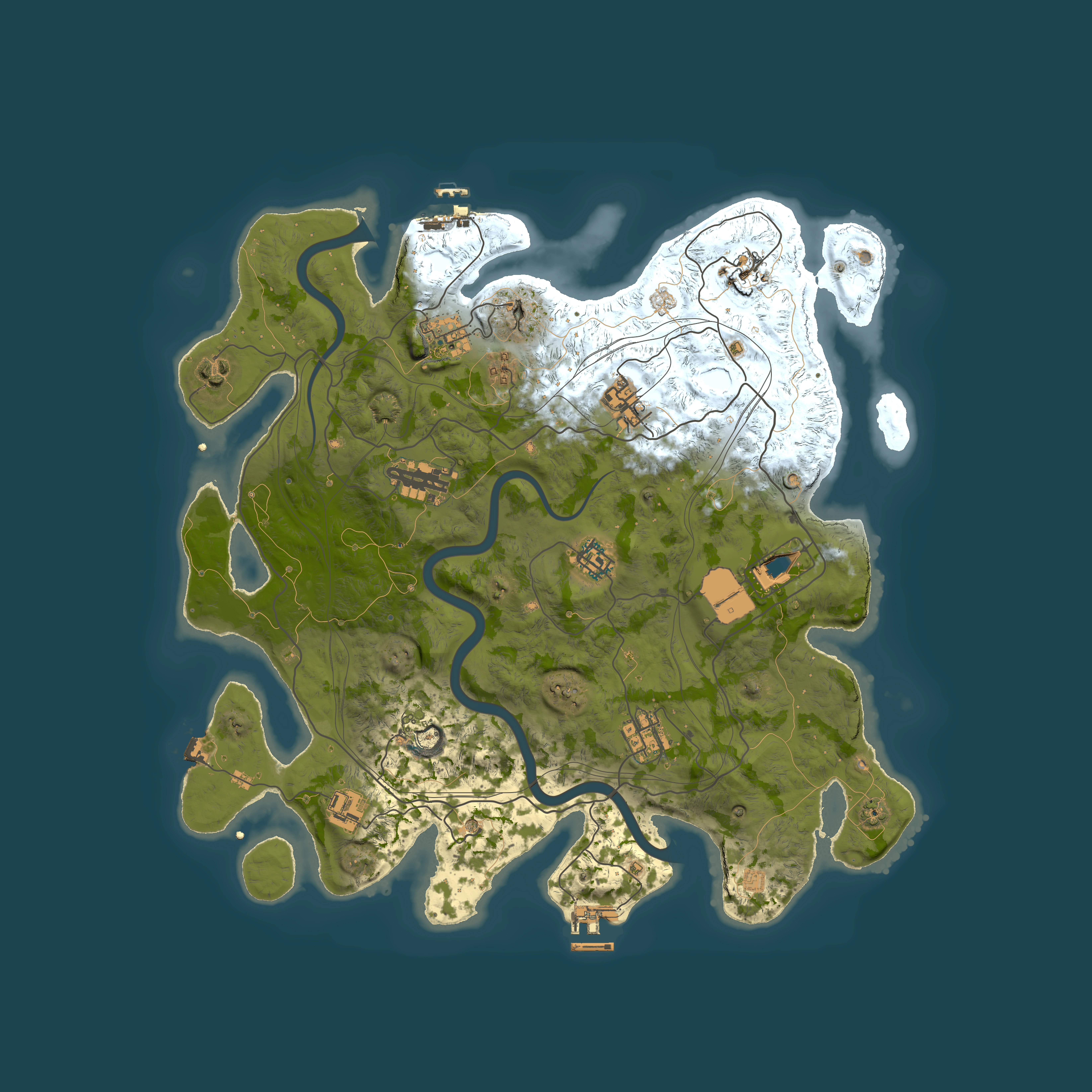 Full top-down render of Rust map seed 1337, 4000x4000m