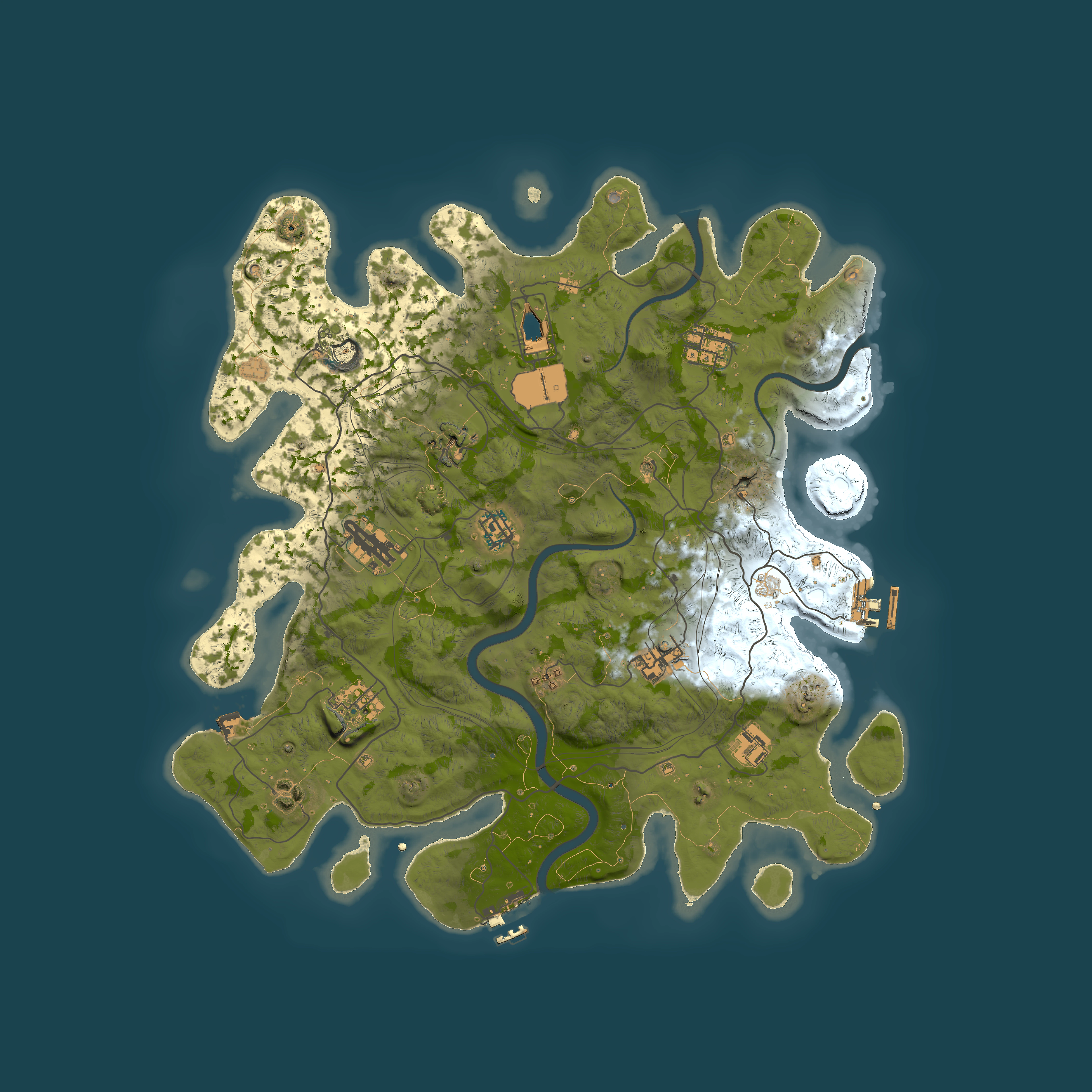 Full top-down render of Rust map seed 1112022, 4000x4000m