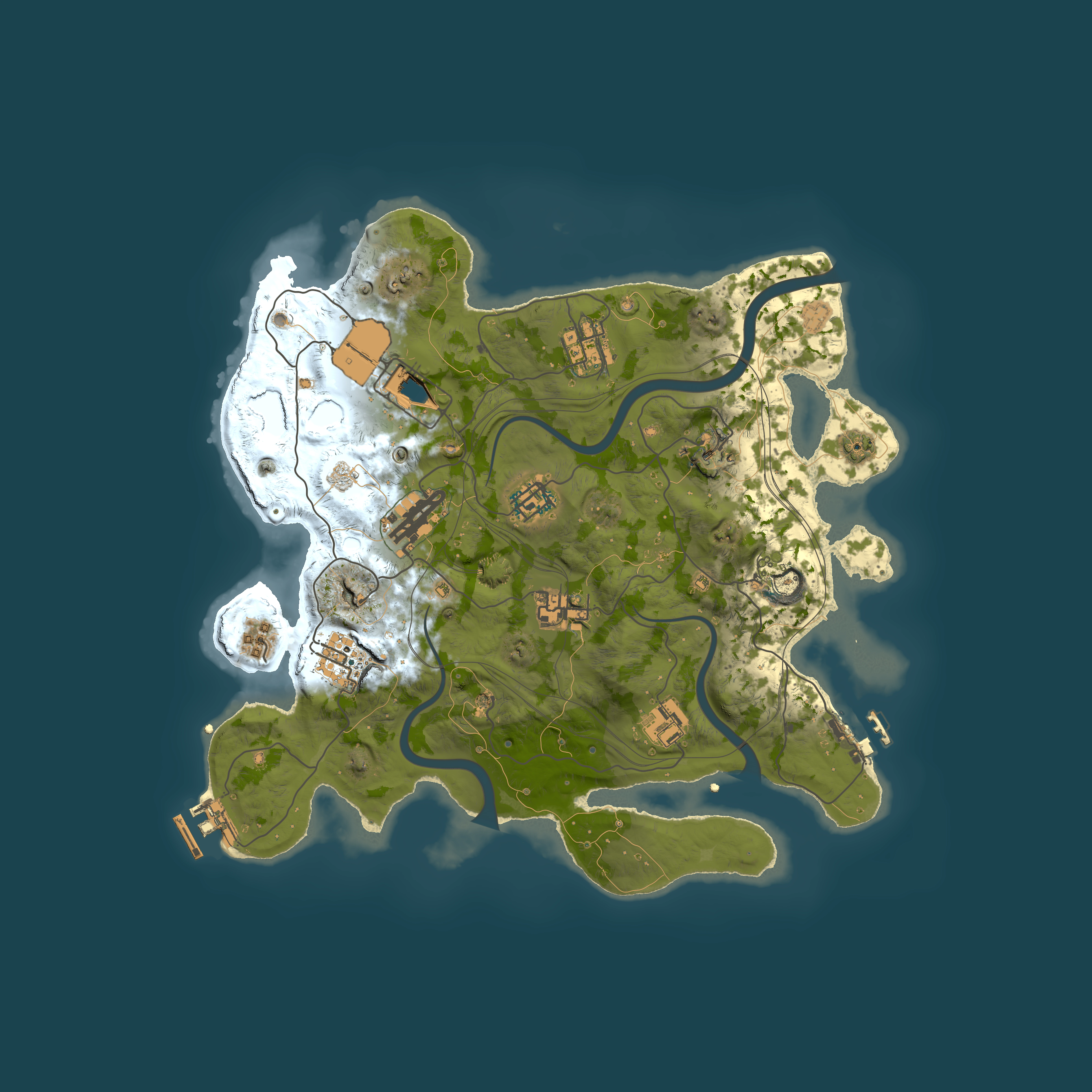 Full top-down render of Rust map seed 1112022, 3500x3500m
