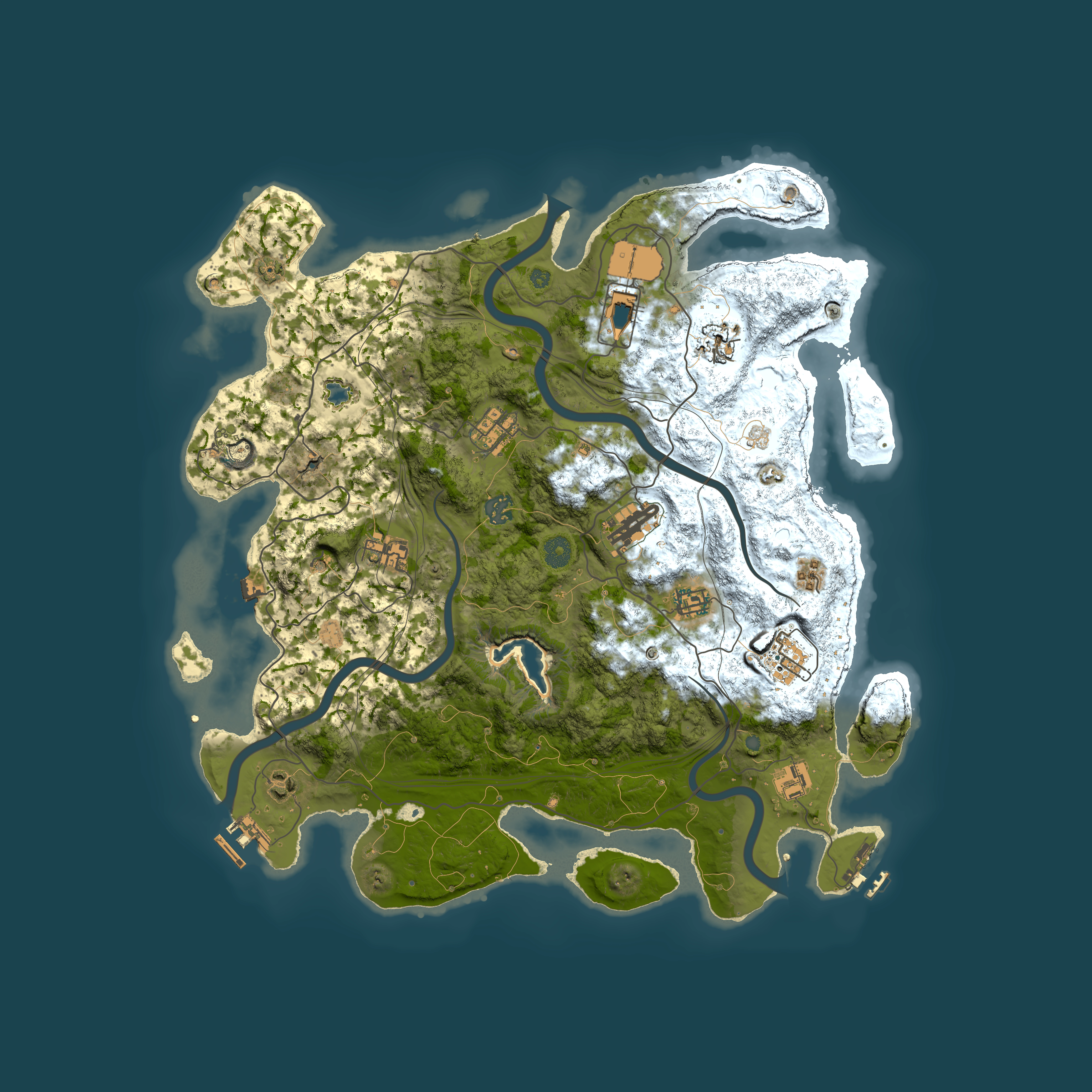 Full top-down render of Rust map seed 1306702661, 4250x4250m
