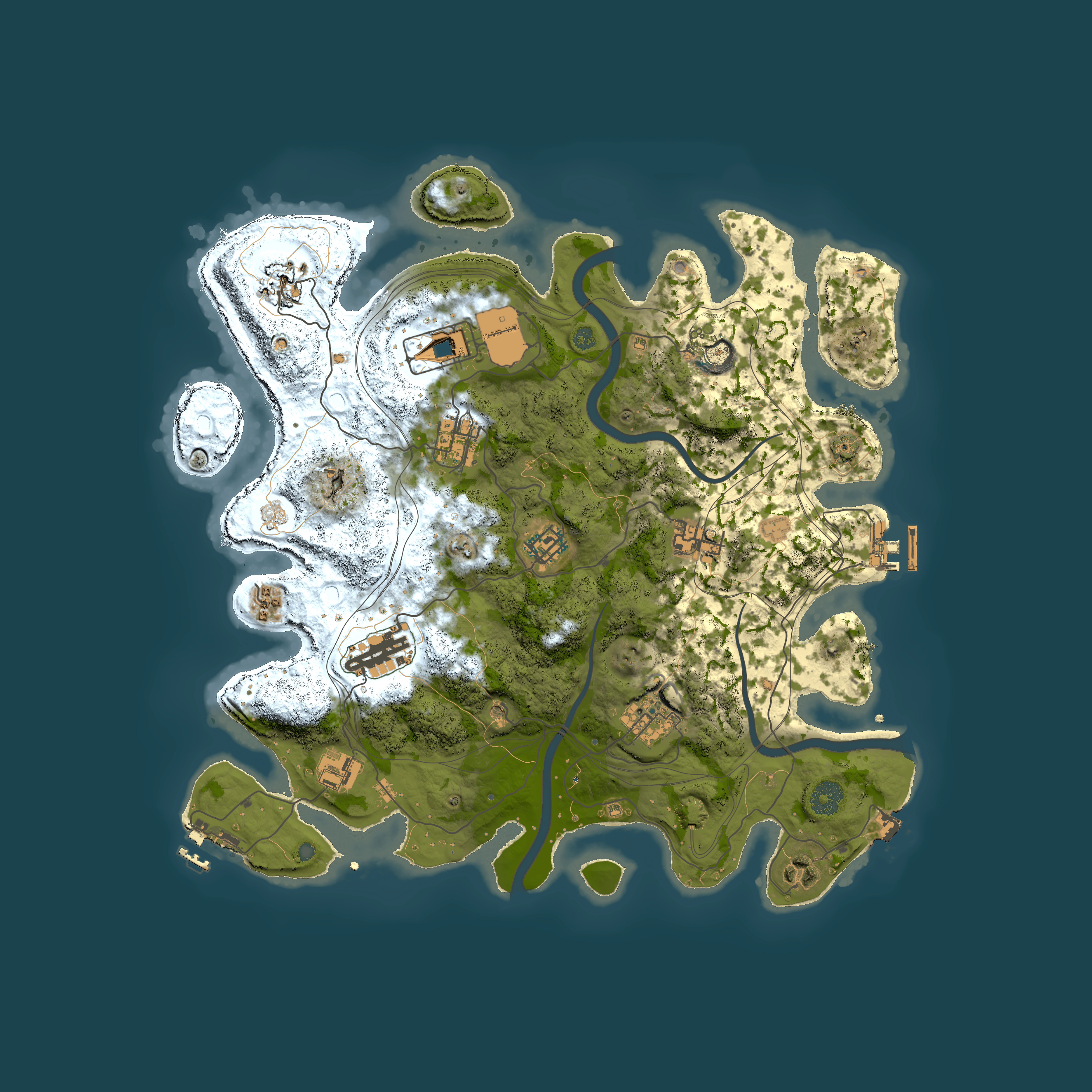 Full top-down render of Rust map seed 1337, 3750x3750m