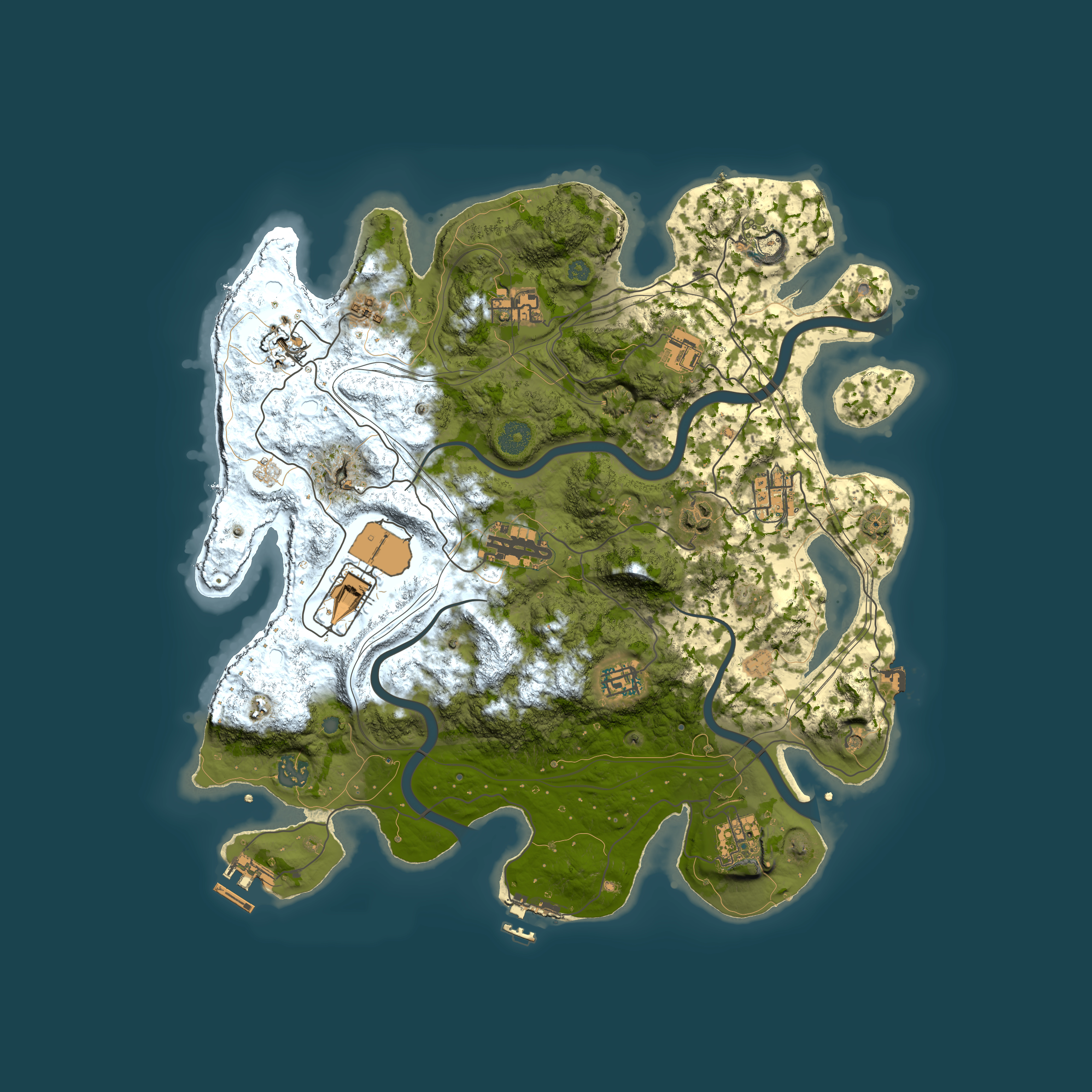 Full top-down render of Rust map seed 1337, 3800x3800m