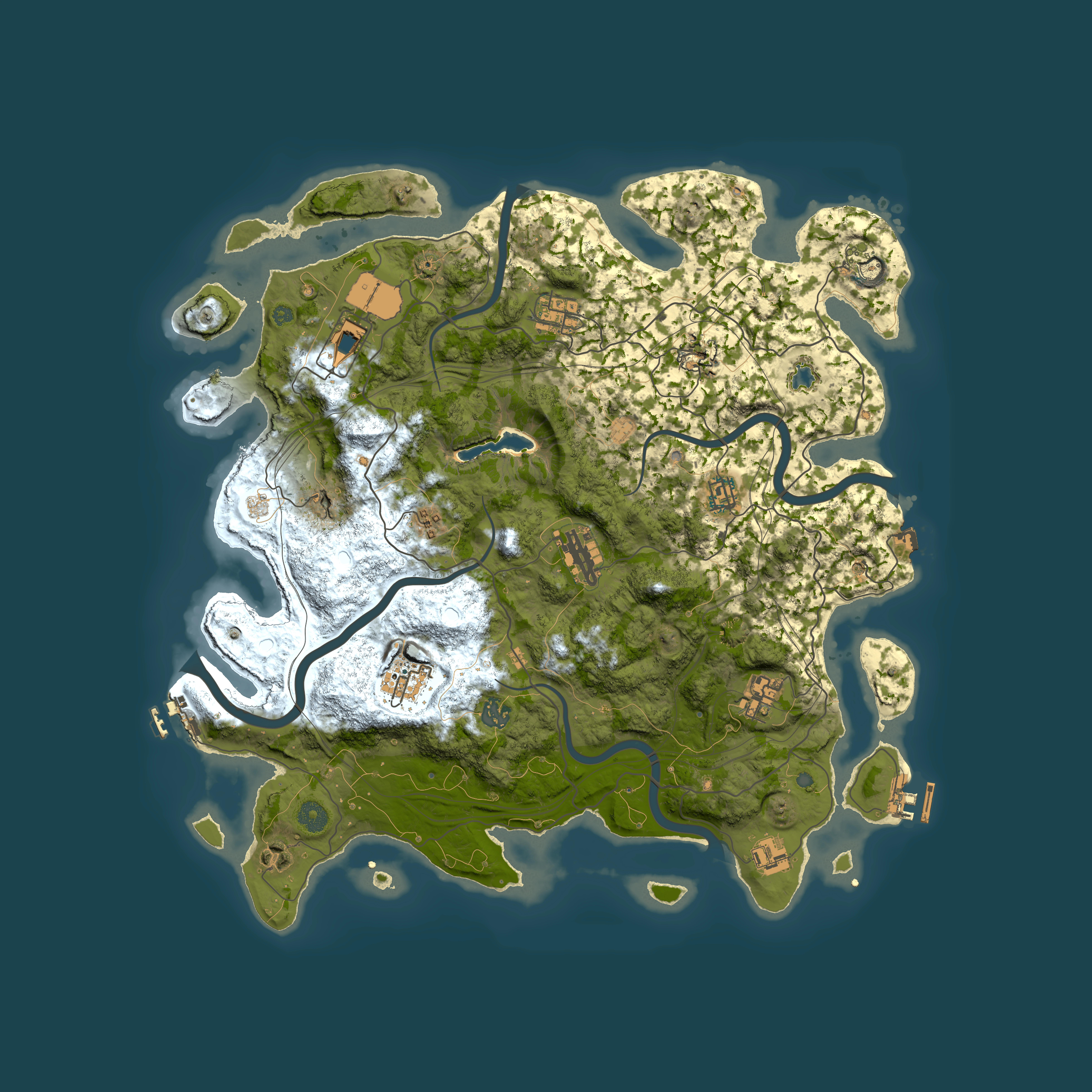 Full top-down render of Rust map seed 0, 4250x4250m