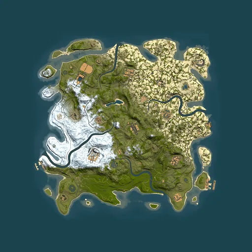 Rust map seed 0, 4250x4250m top-down preview