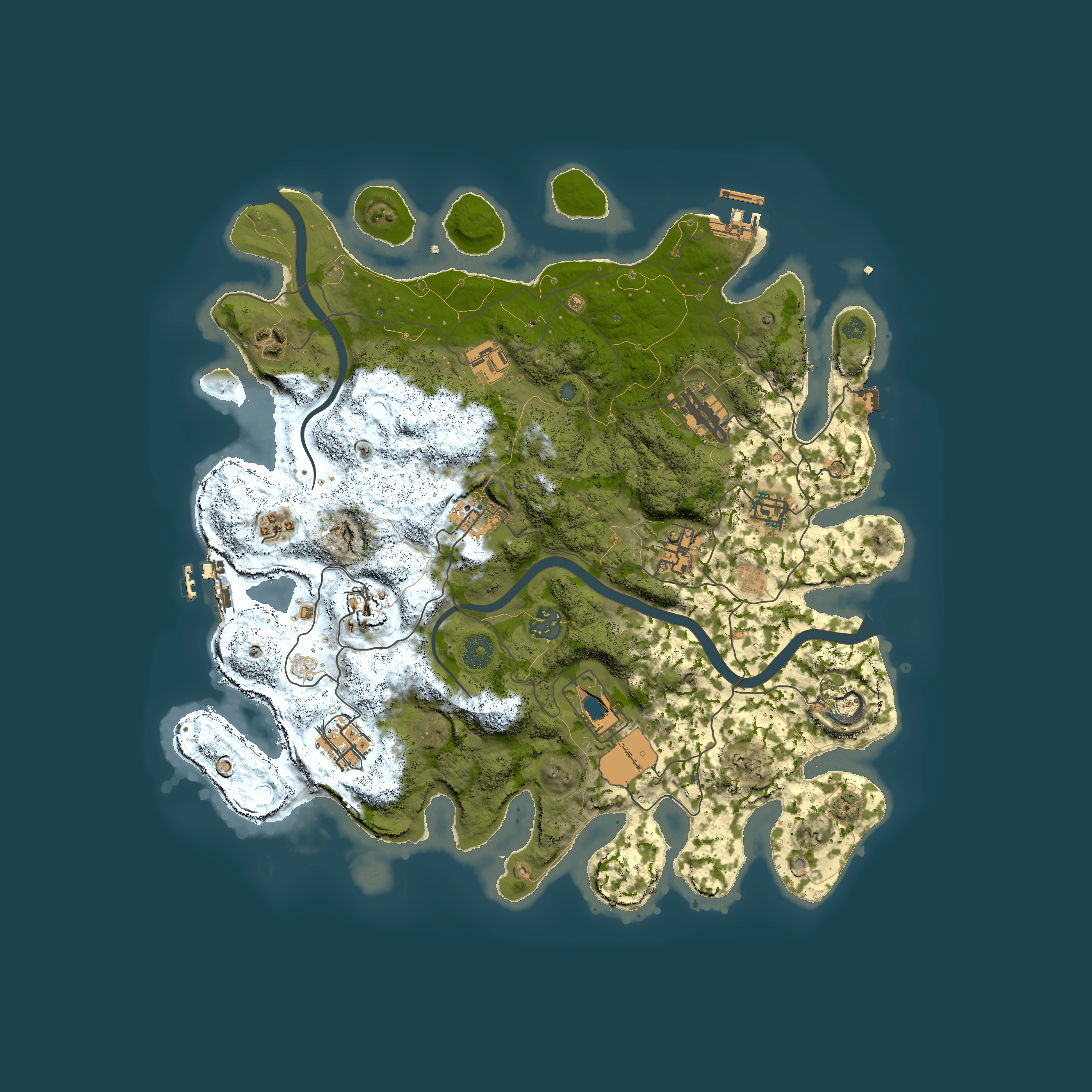 Full top-down render of Rust map seed 87231280, 3800x3800m