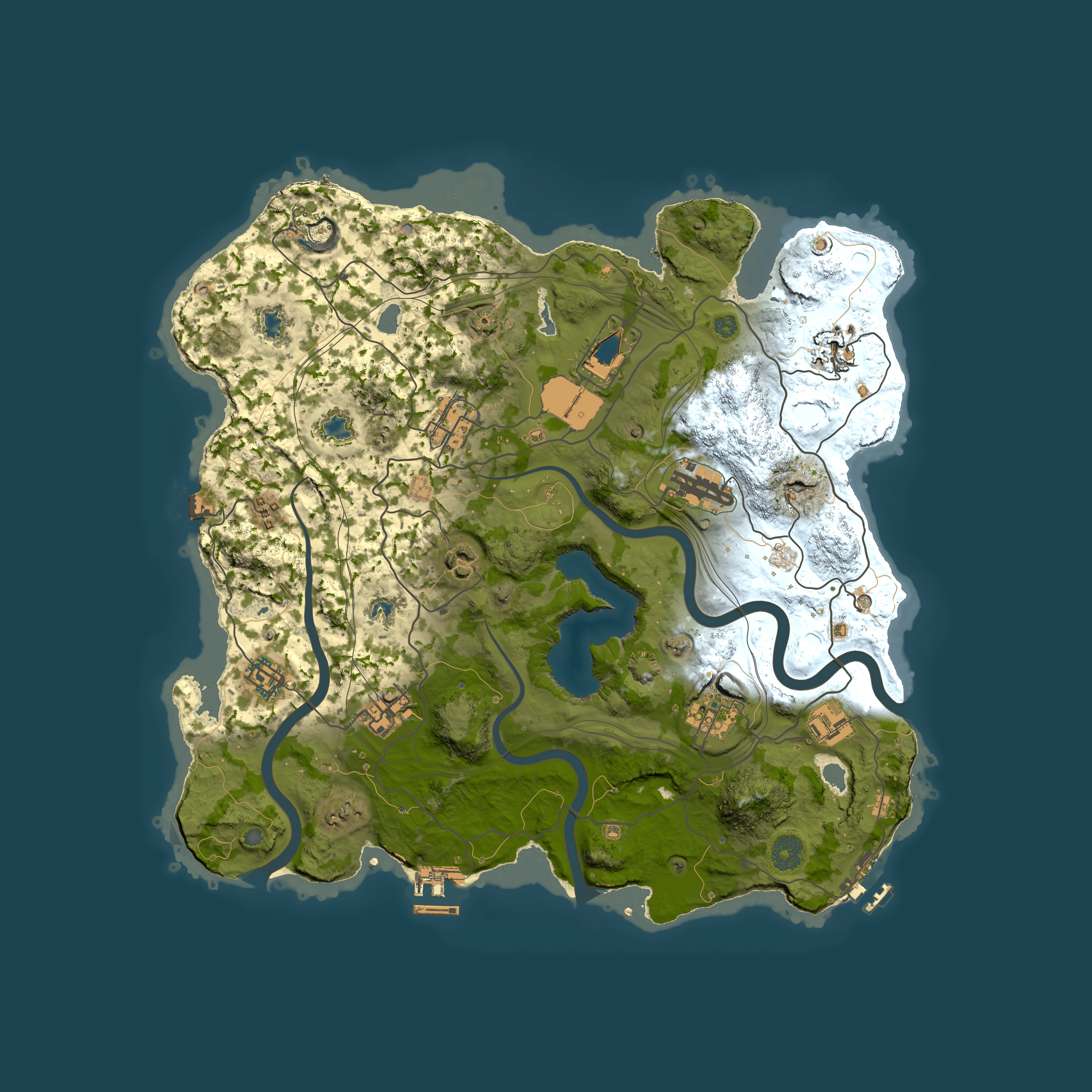 Full top-down render of Rust map seed 1199423993, 3750x3750m