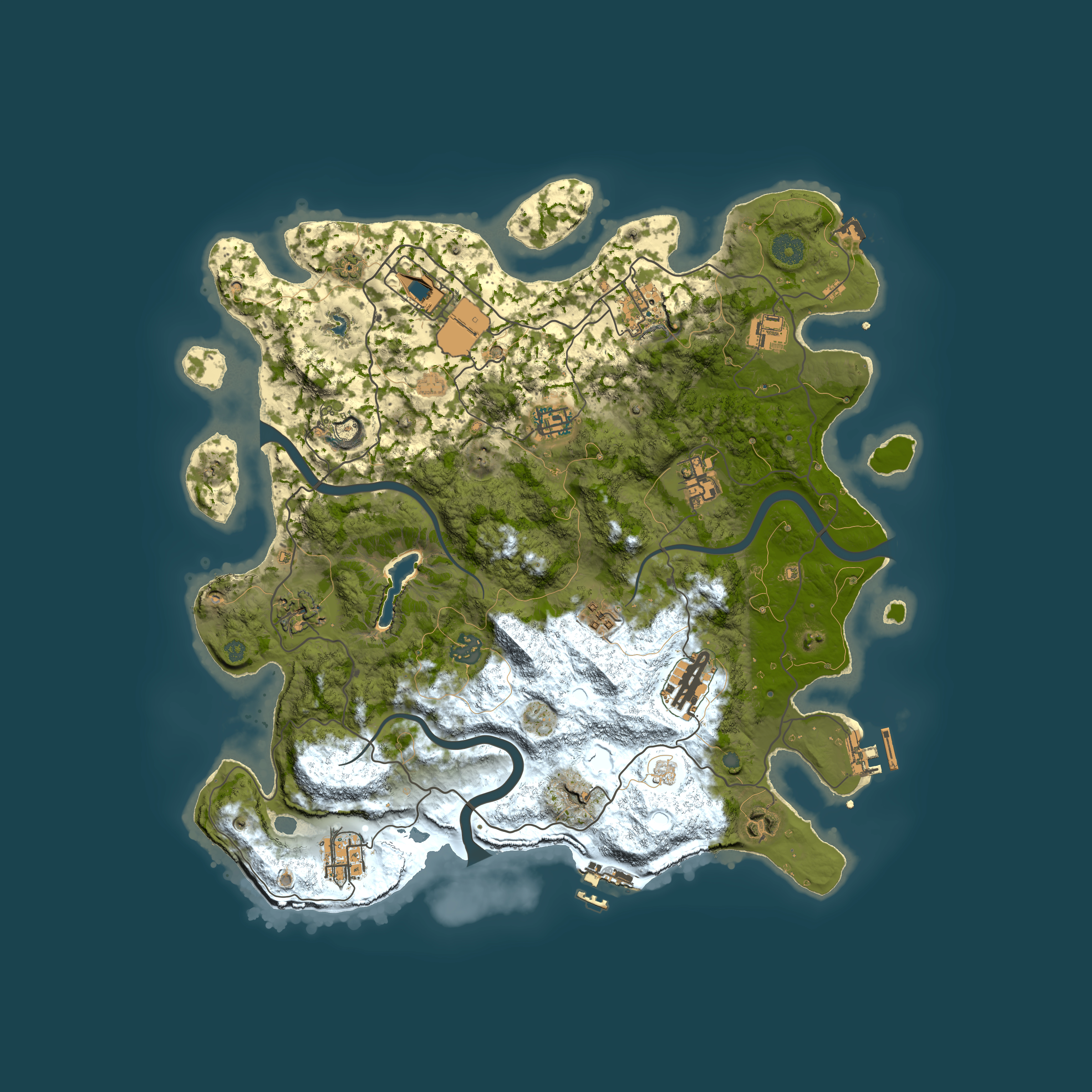 Full top-down render of Rust map seed 1350672195, 4000x4000m
