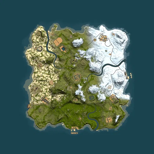 Rust map seed 1, 3500x3500m top-down preview