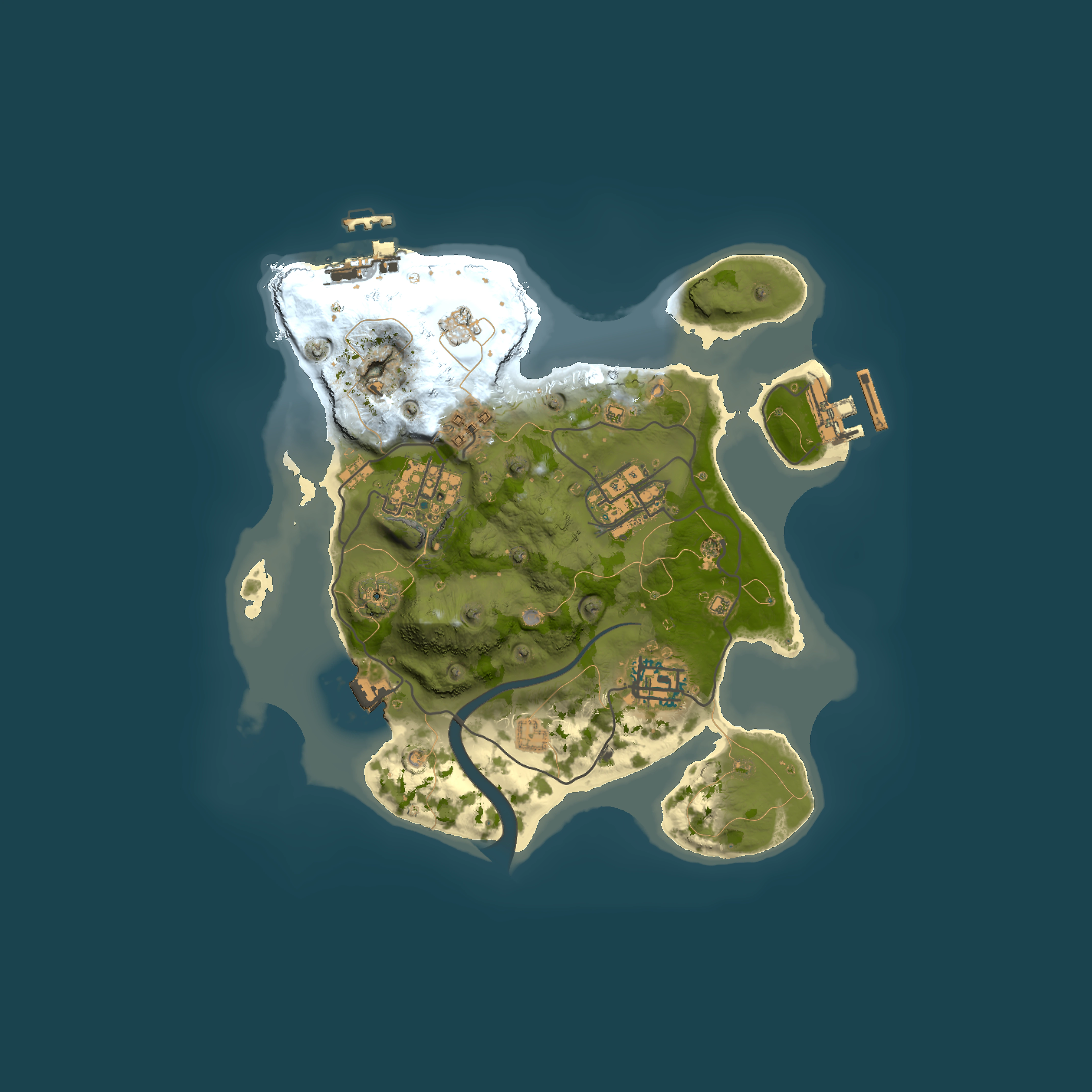Full top-down render of Rust map seed 1337, 2501x2501m