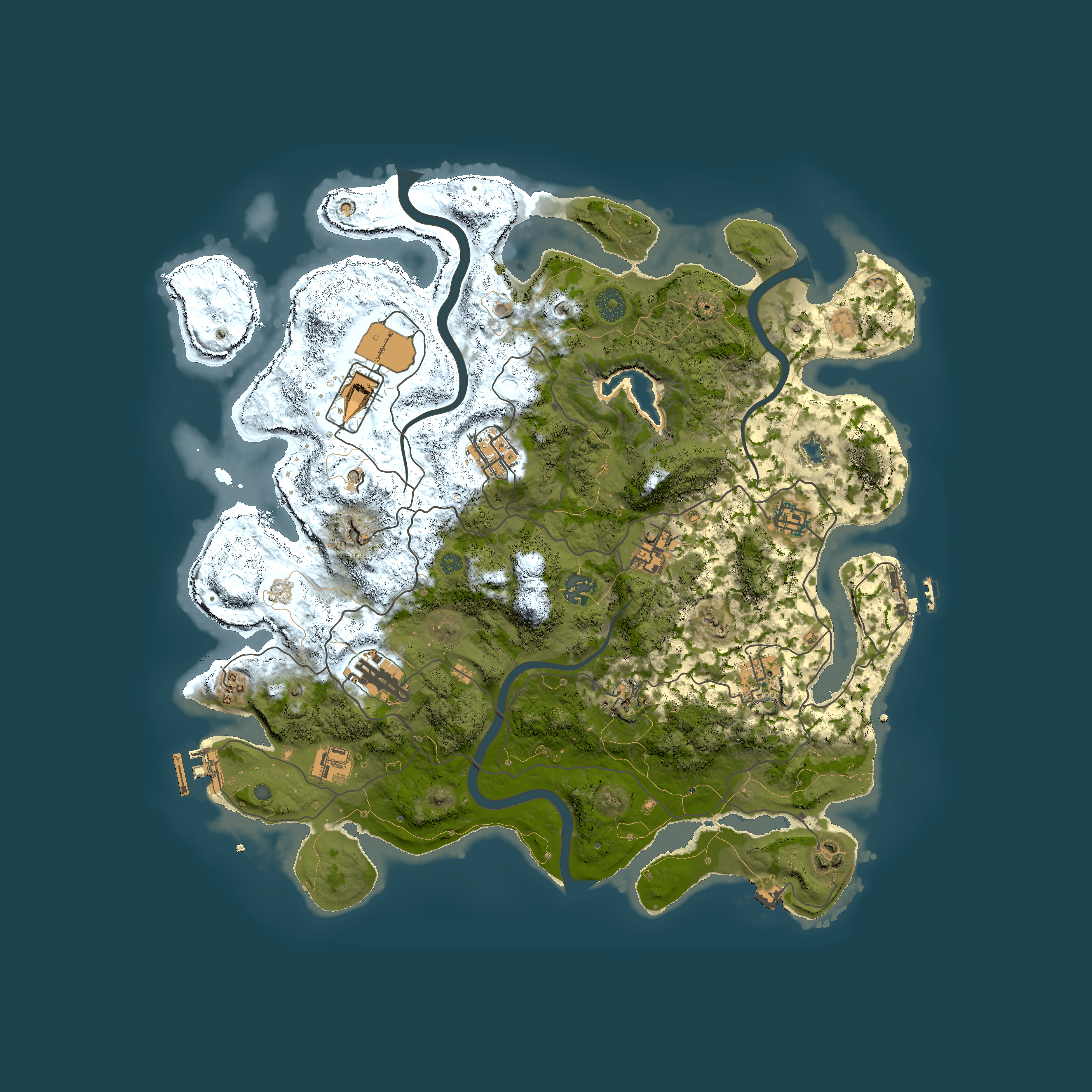 Full top-down render of Rust map seed 1218009100, 4000x4000m