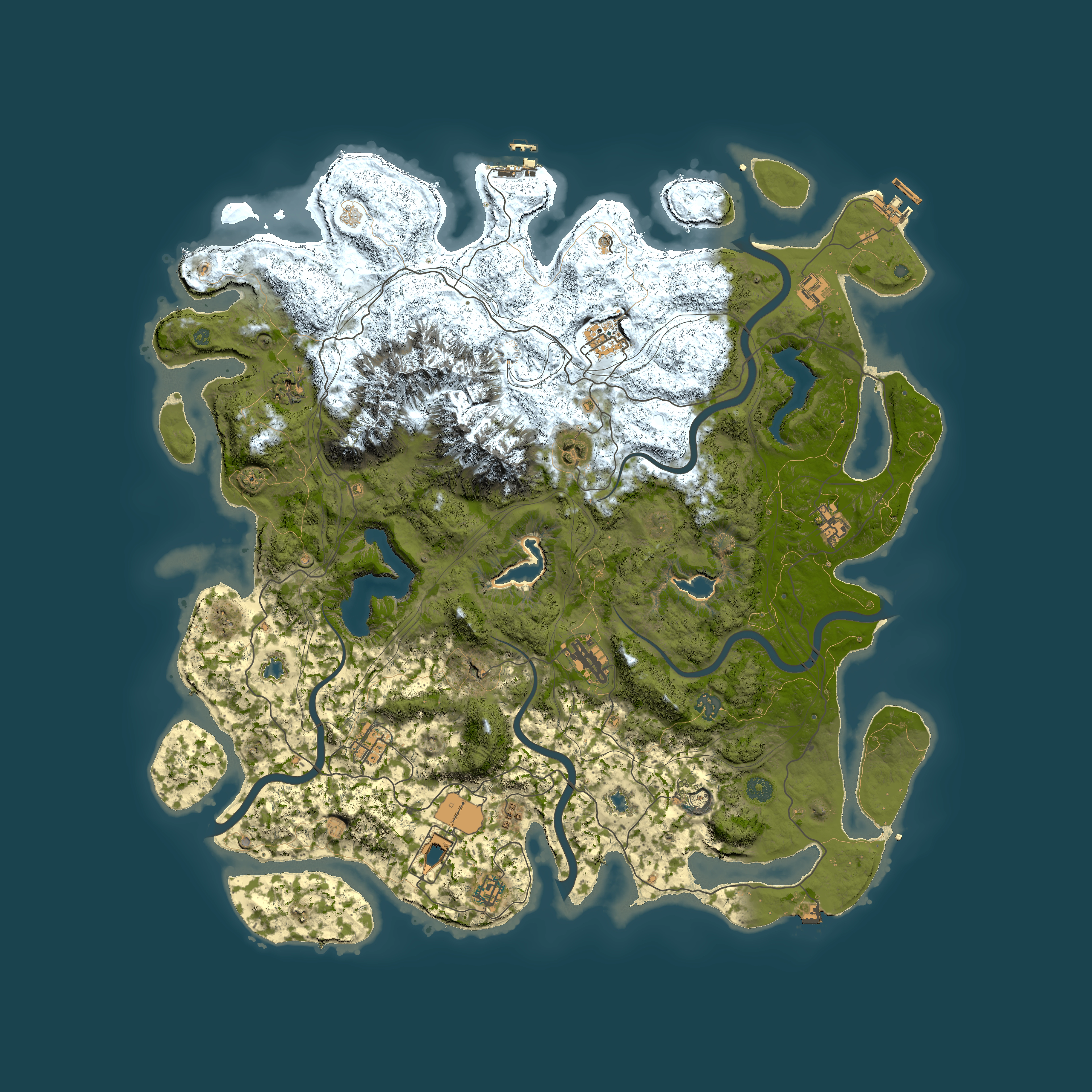 Full top-down render of Rust map seed 84356040, 5000x5000m