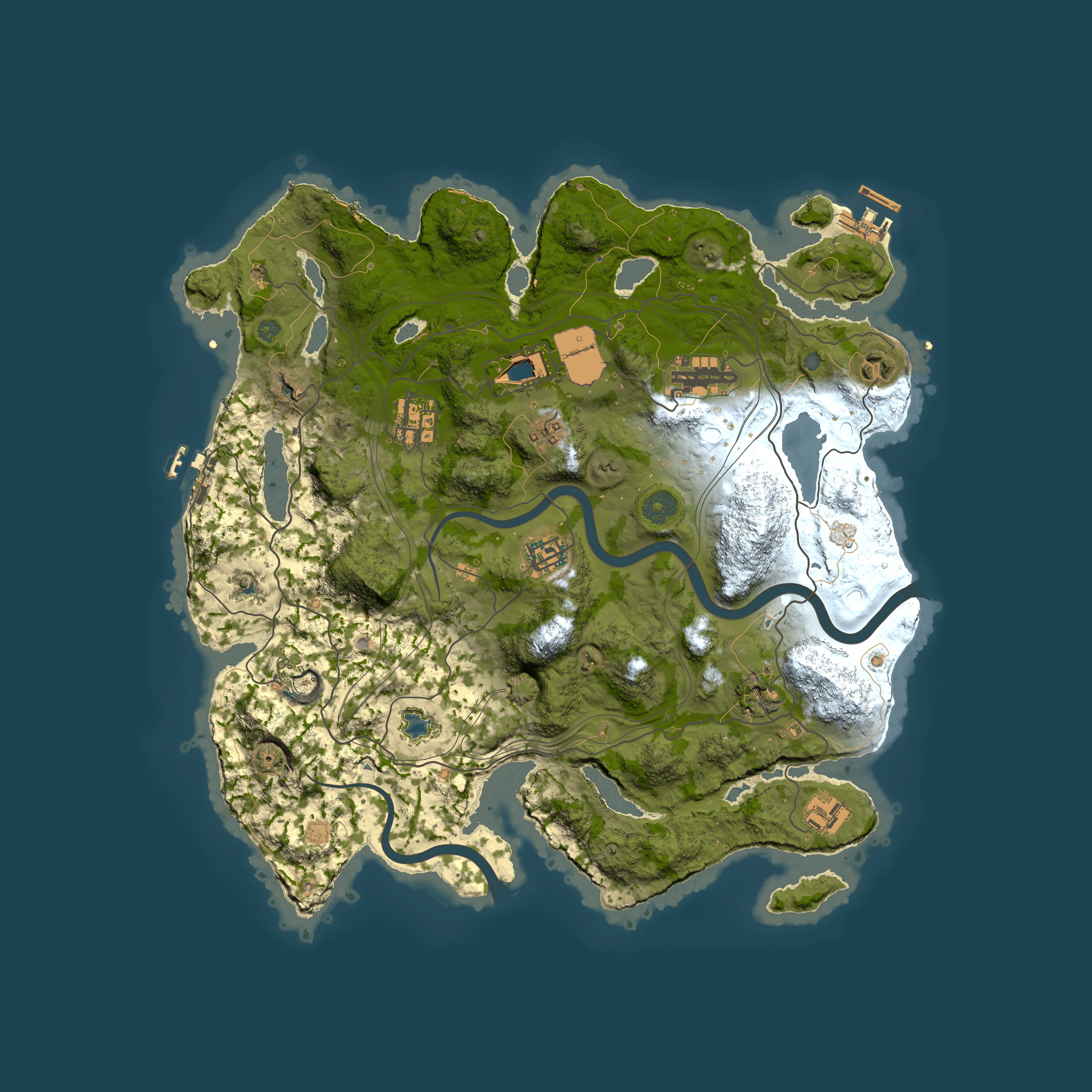 Full top-down render of Rust map seed 1337, 3800x3800m
