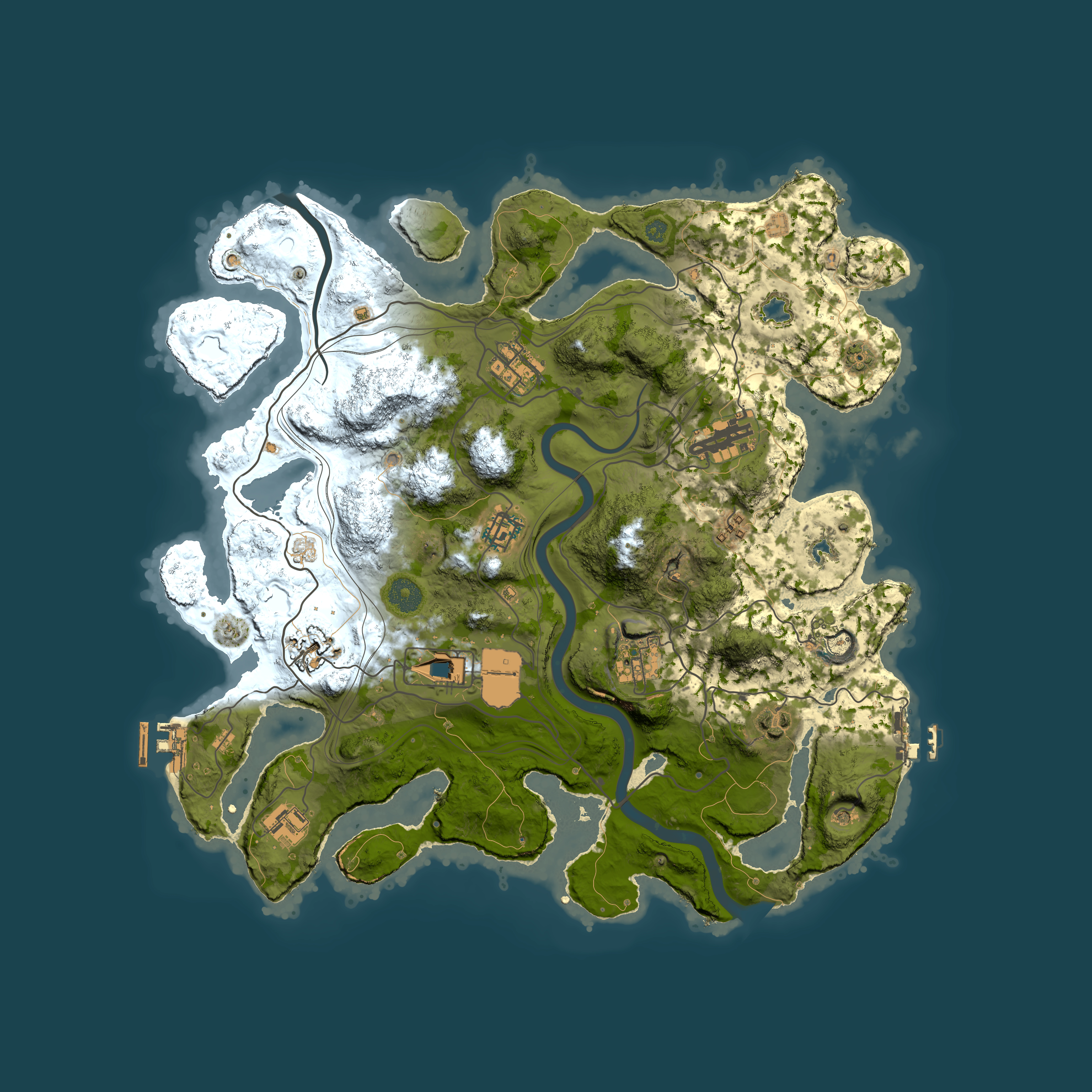 Full top-down render of Rust map seed 1337, 3800x3800m
