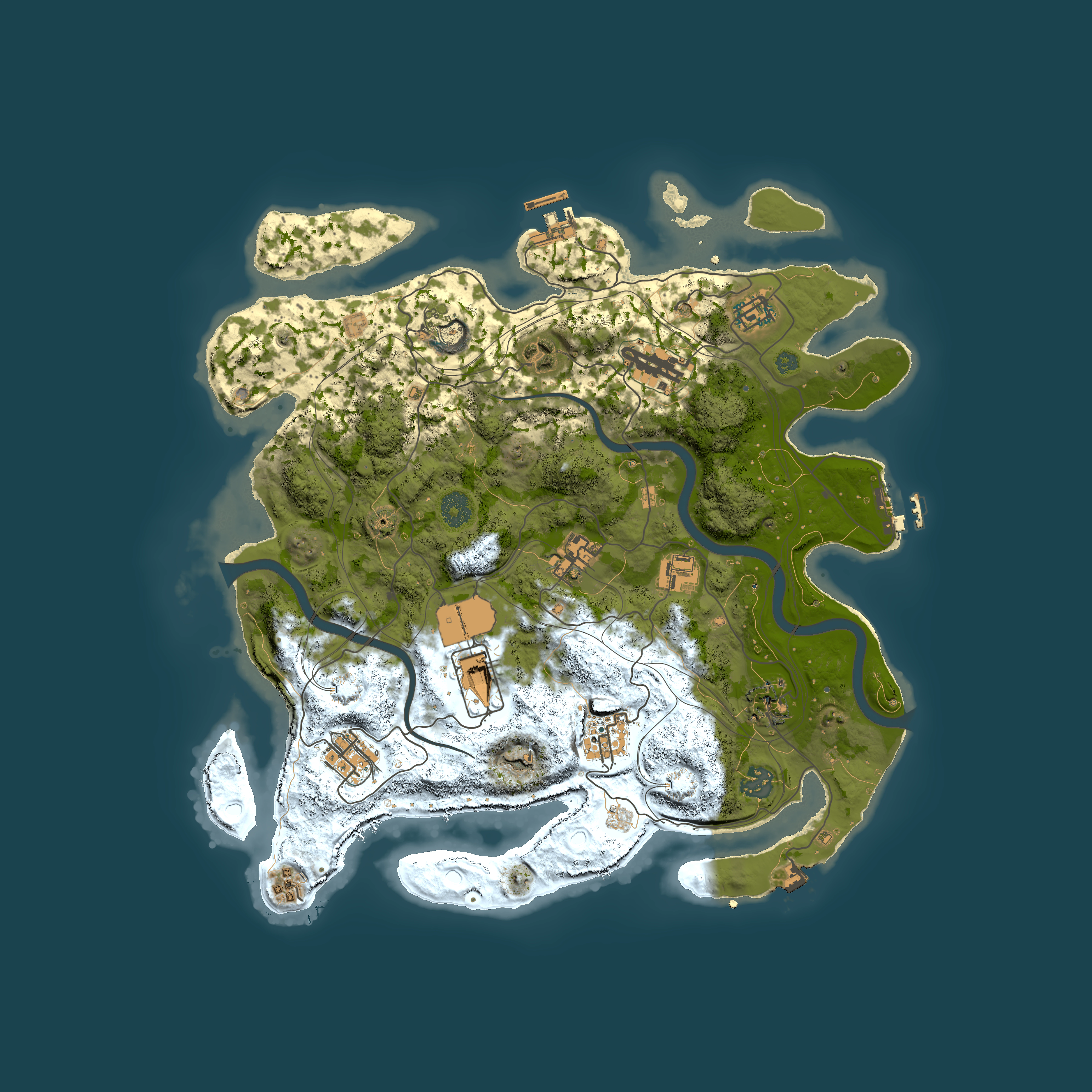 Full top-down render of Rust map seed 1337, 3800x3800m