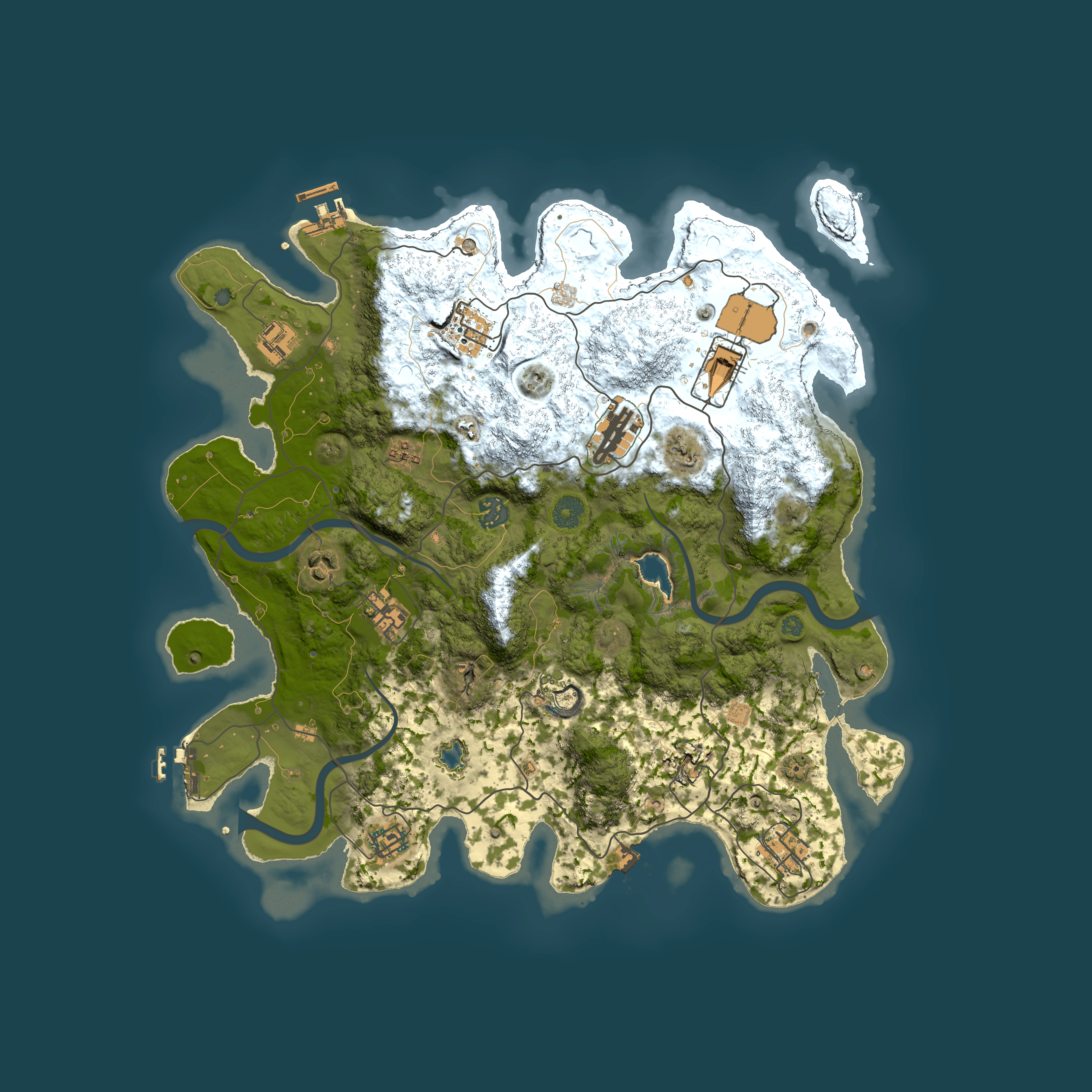 Full top-down render of Rust map seed 995160495, 4000x4000m