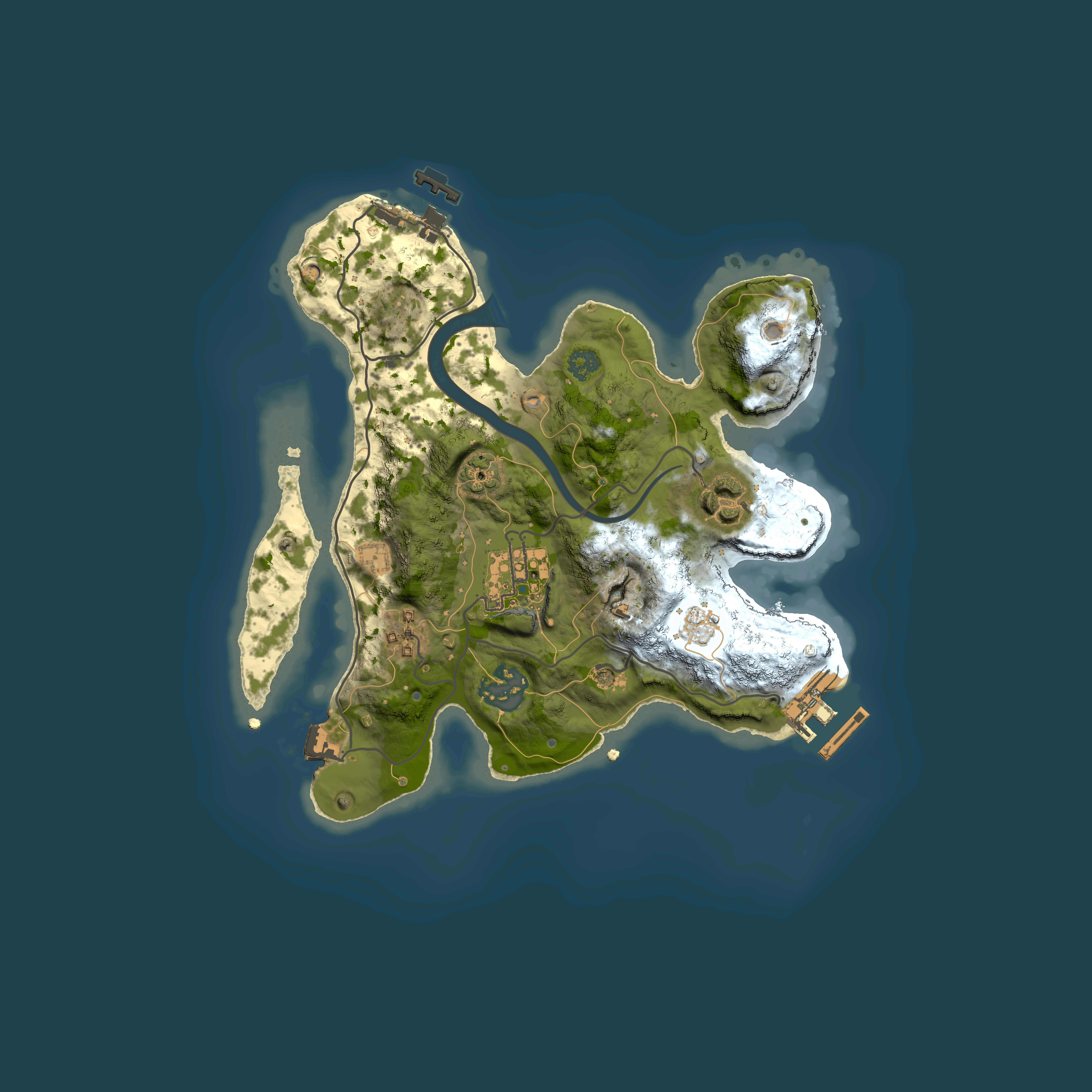 Full top-down render of Rust map seed 17637651, 2500x2500m