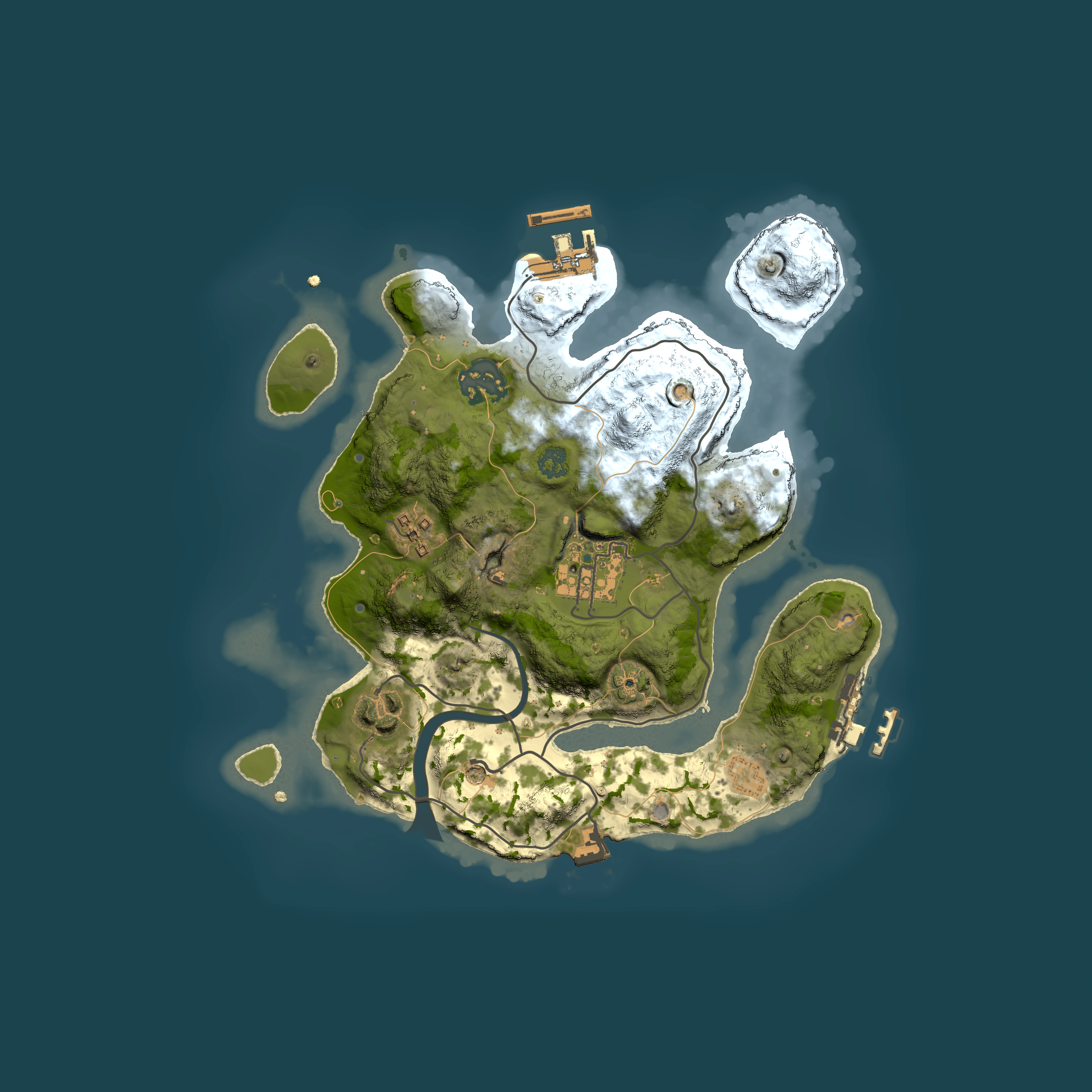 Full top-down render of Rust map seed 9732645, 2500x2500m