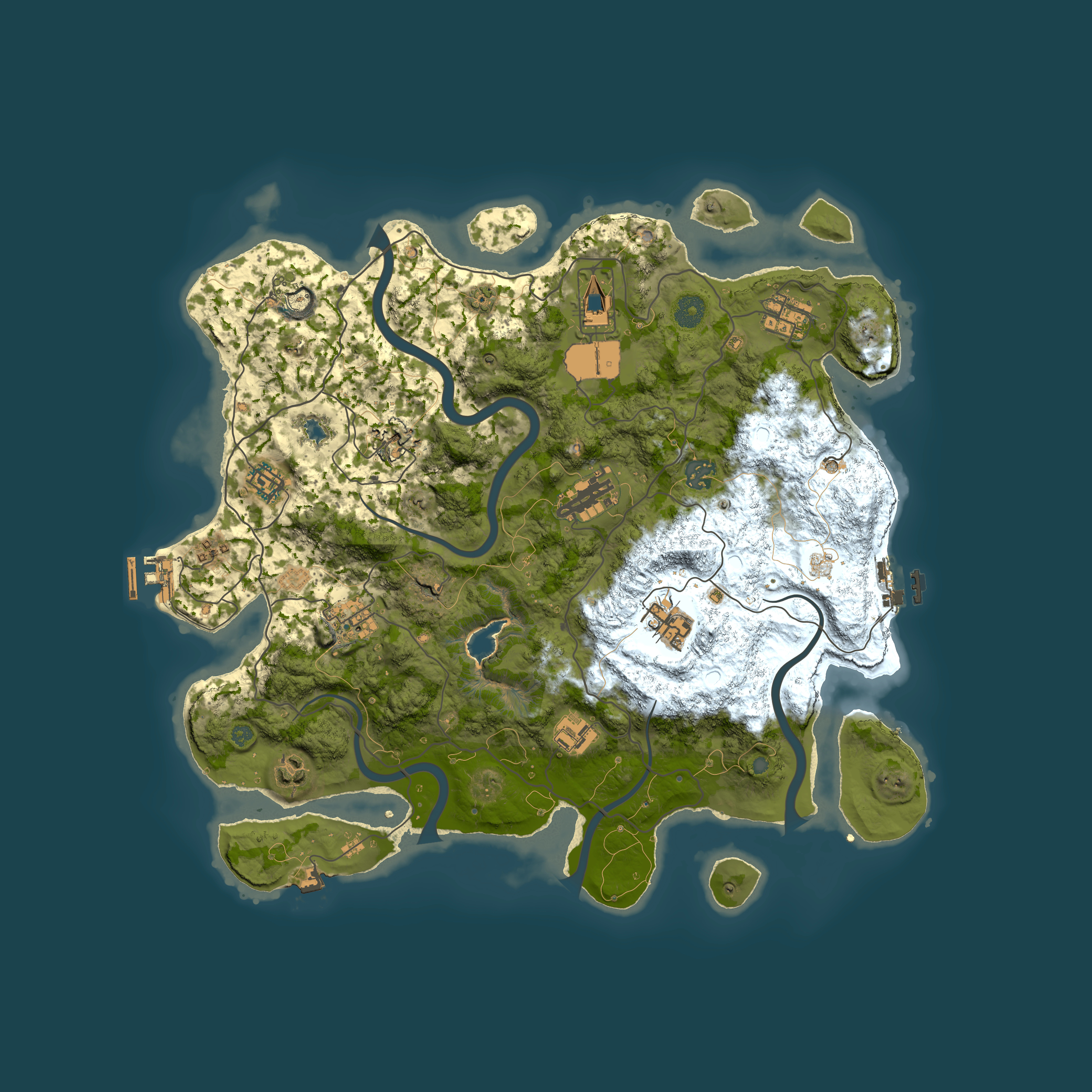 Full top-down render of Rust map seed 321187825, 4000x4000m