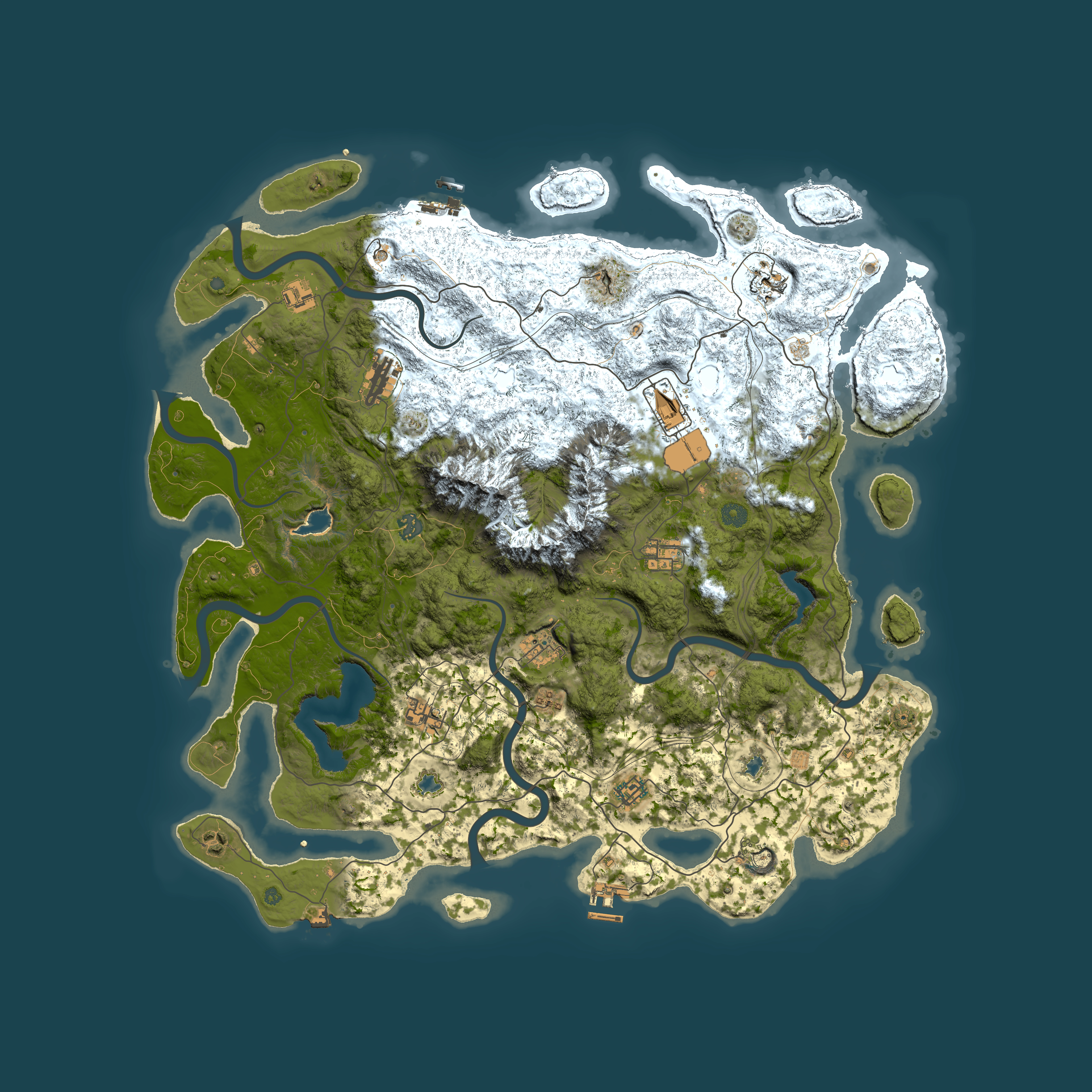 Full top-down render of Rust map seed 1014047907, 5000x5000m