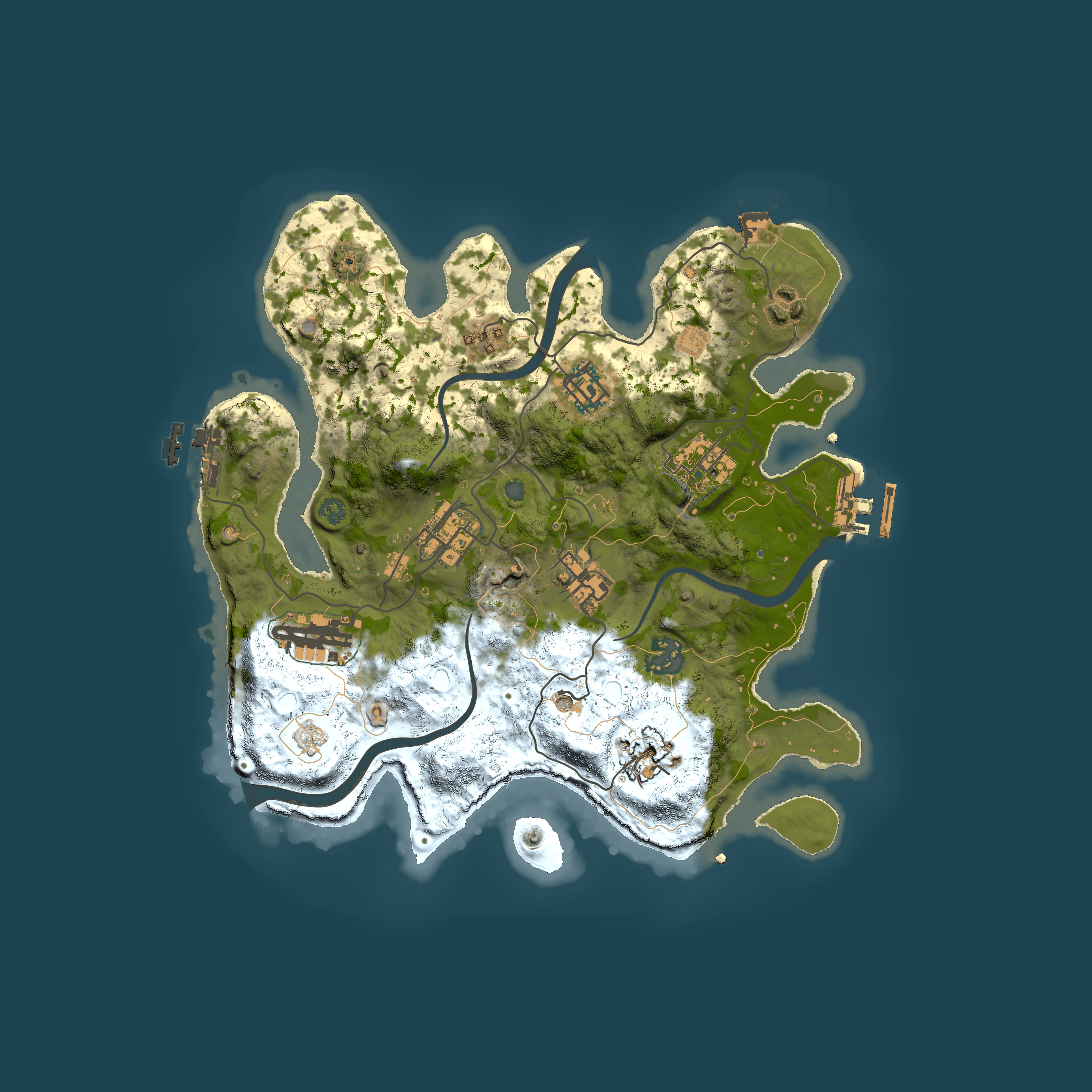 Full top-down render of Rust map seed 1634752485, 3000x3000m