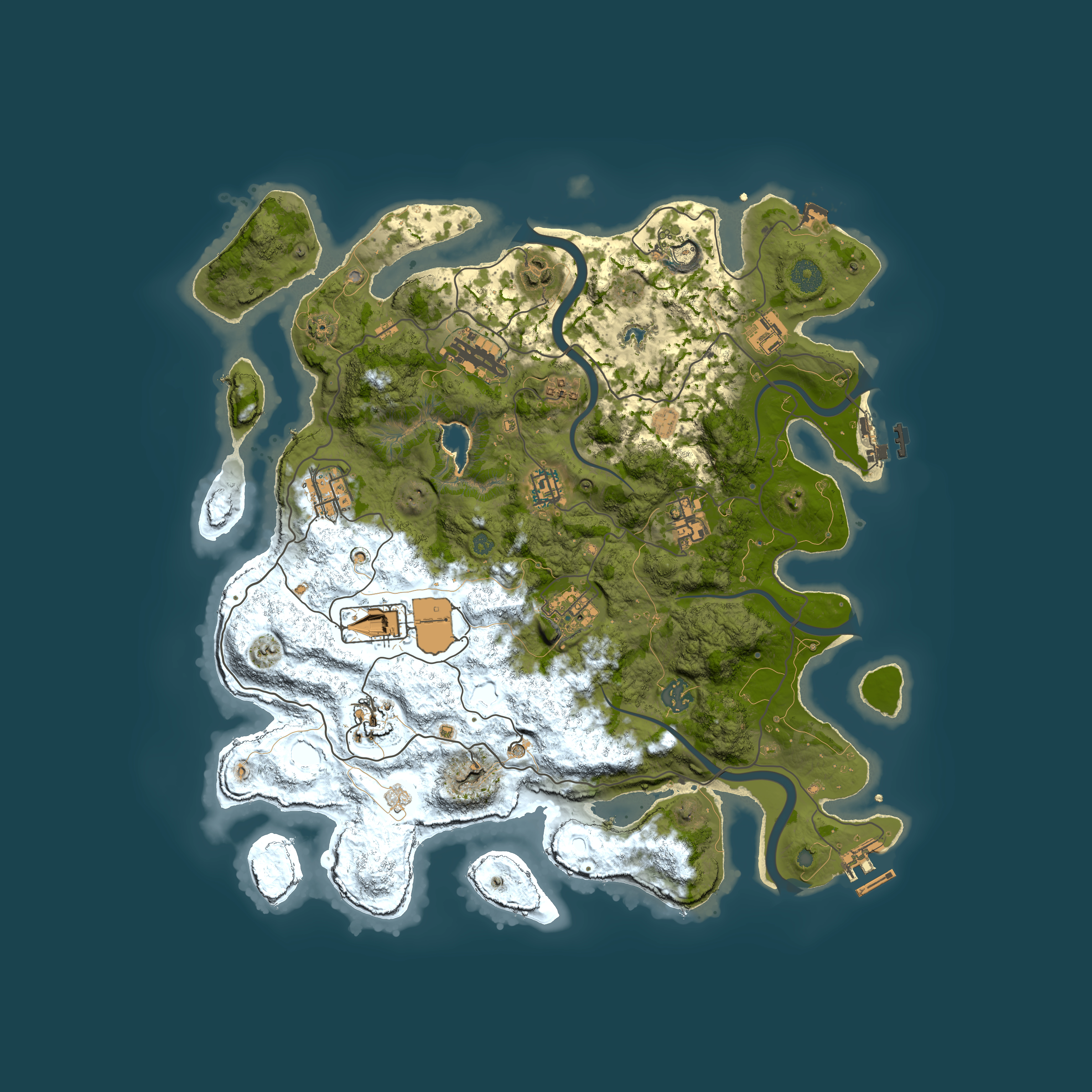 Full top-down render of Rust map seed 1366231138, 4000x4000m