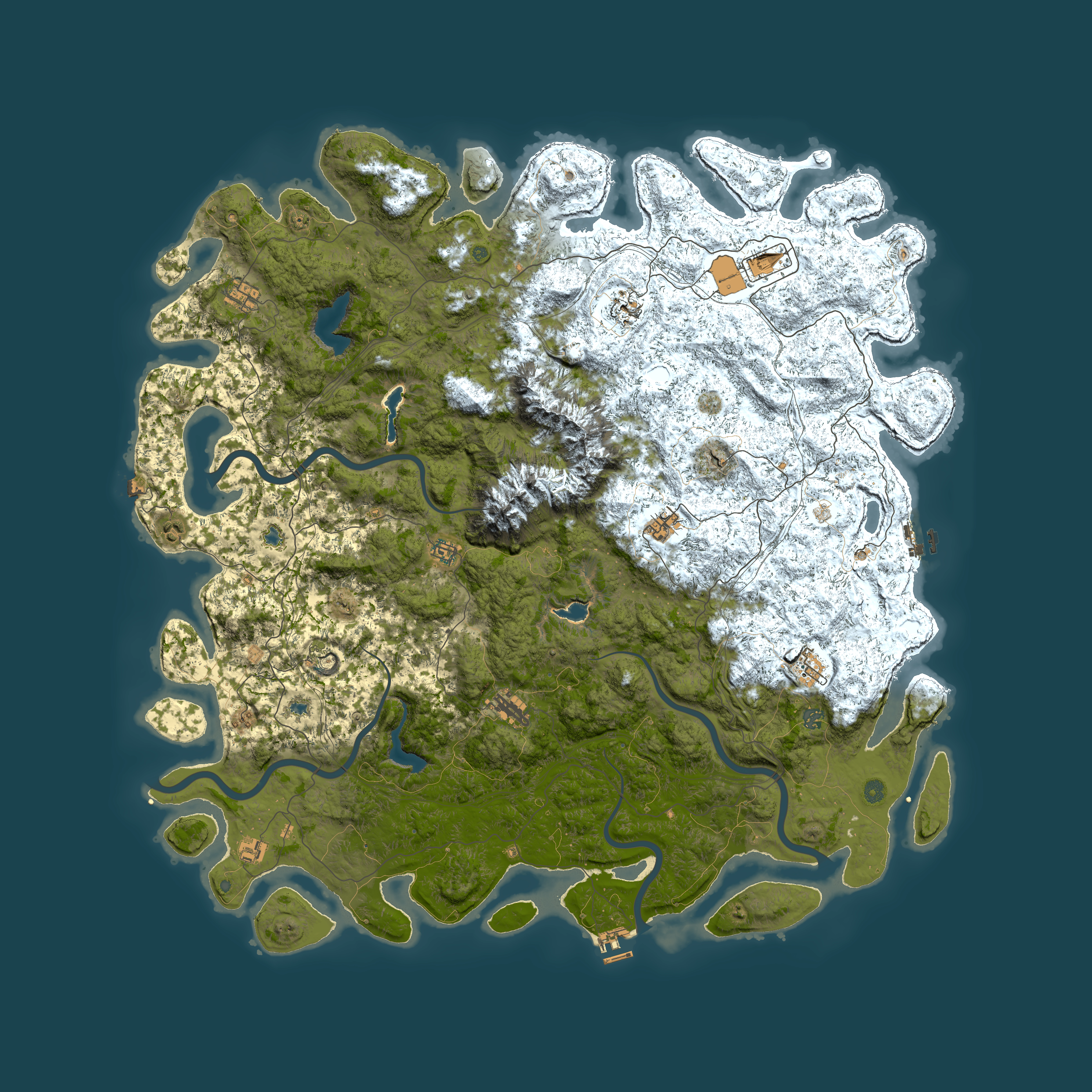Full top-down render of Rust map seed 1826058100, 6000x6000m
