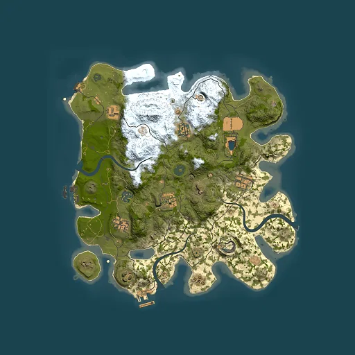 Rust map seed 1381449836, 3500x3500m top-down preview