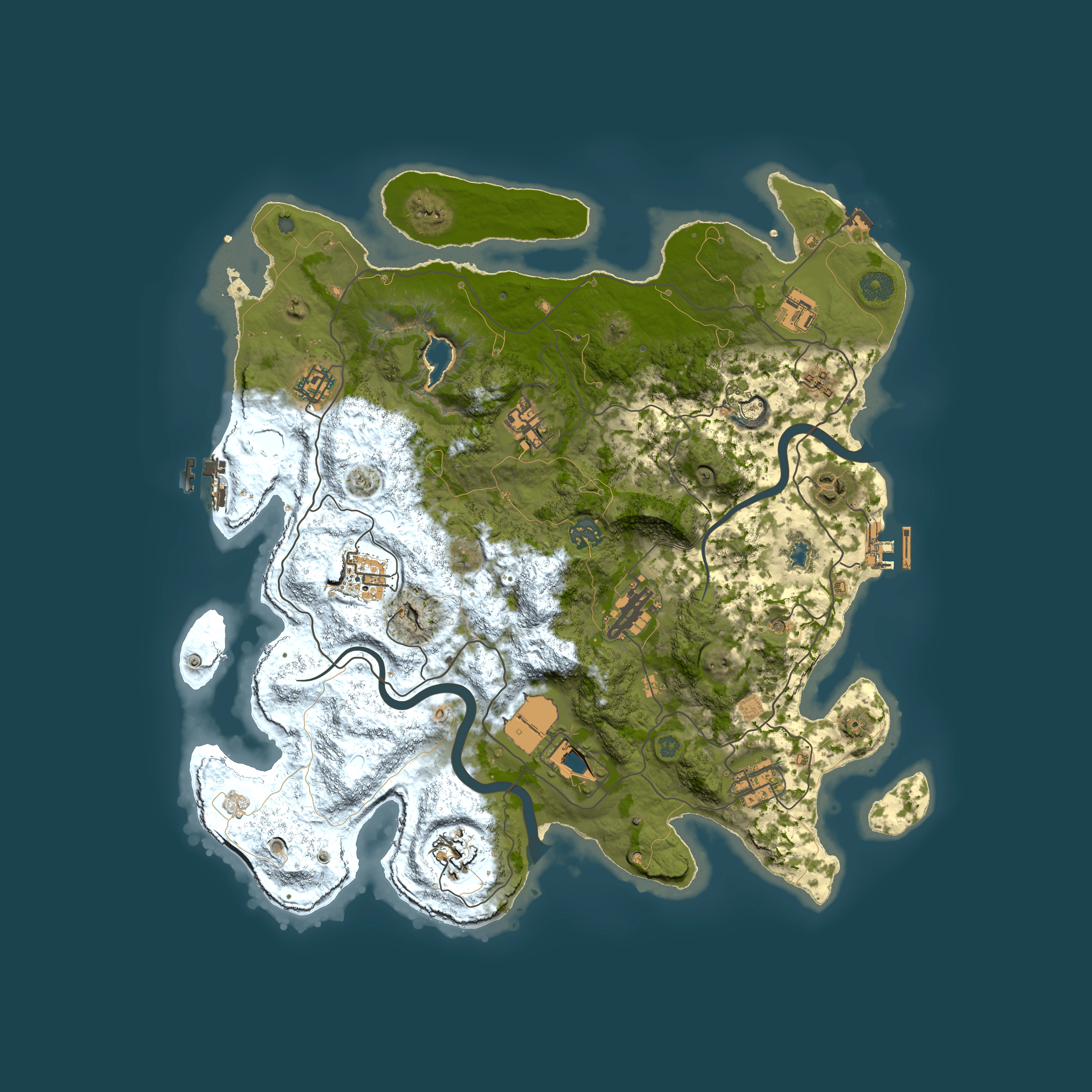 Full top-down render of Rust map seed 509483499, 4000x4000m