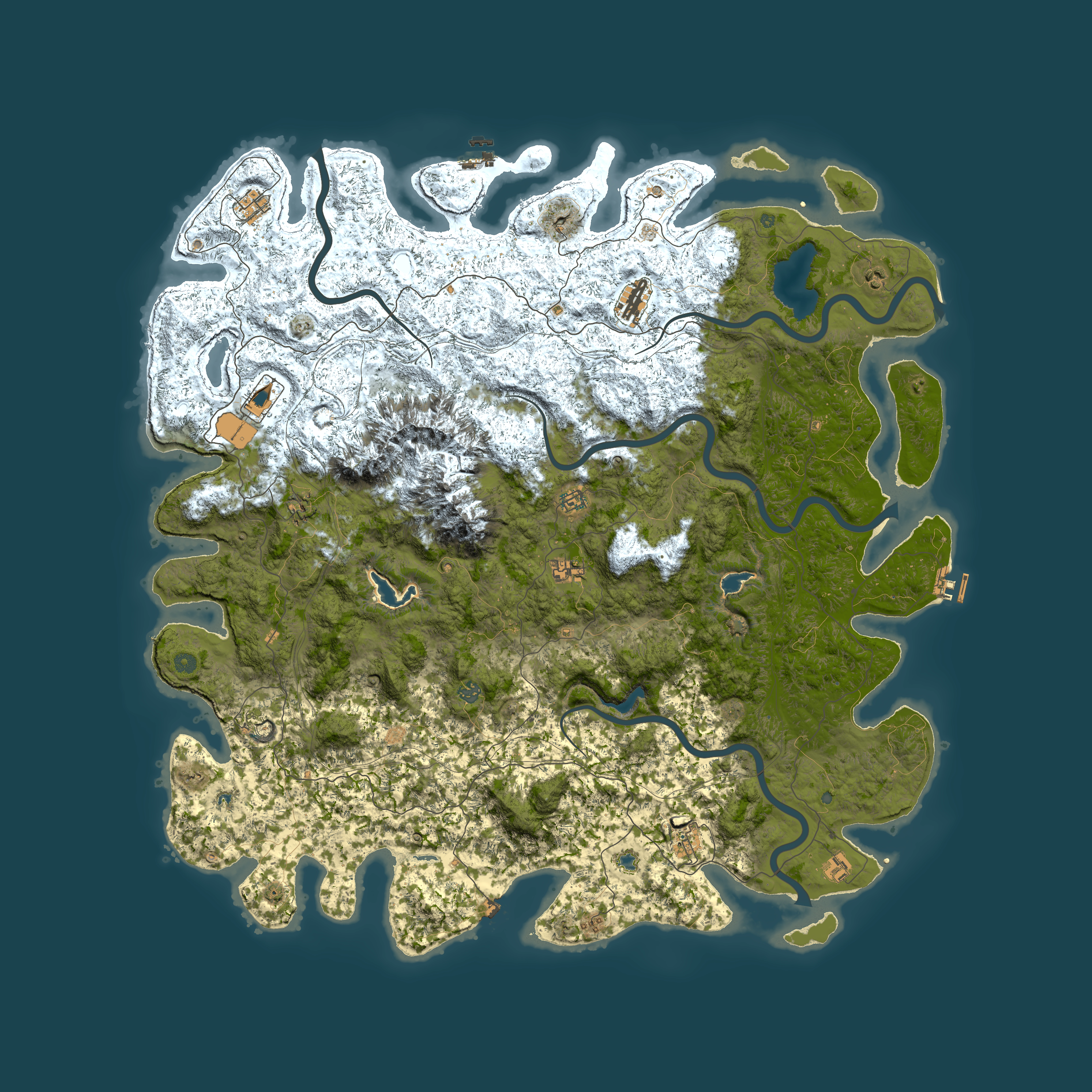 Full top-down render of Rust map seed 1008250977, 6000x6000m