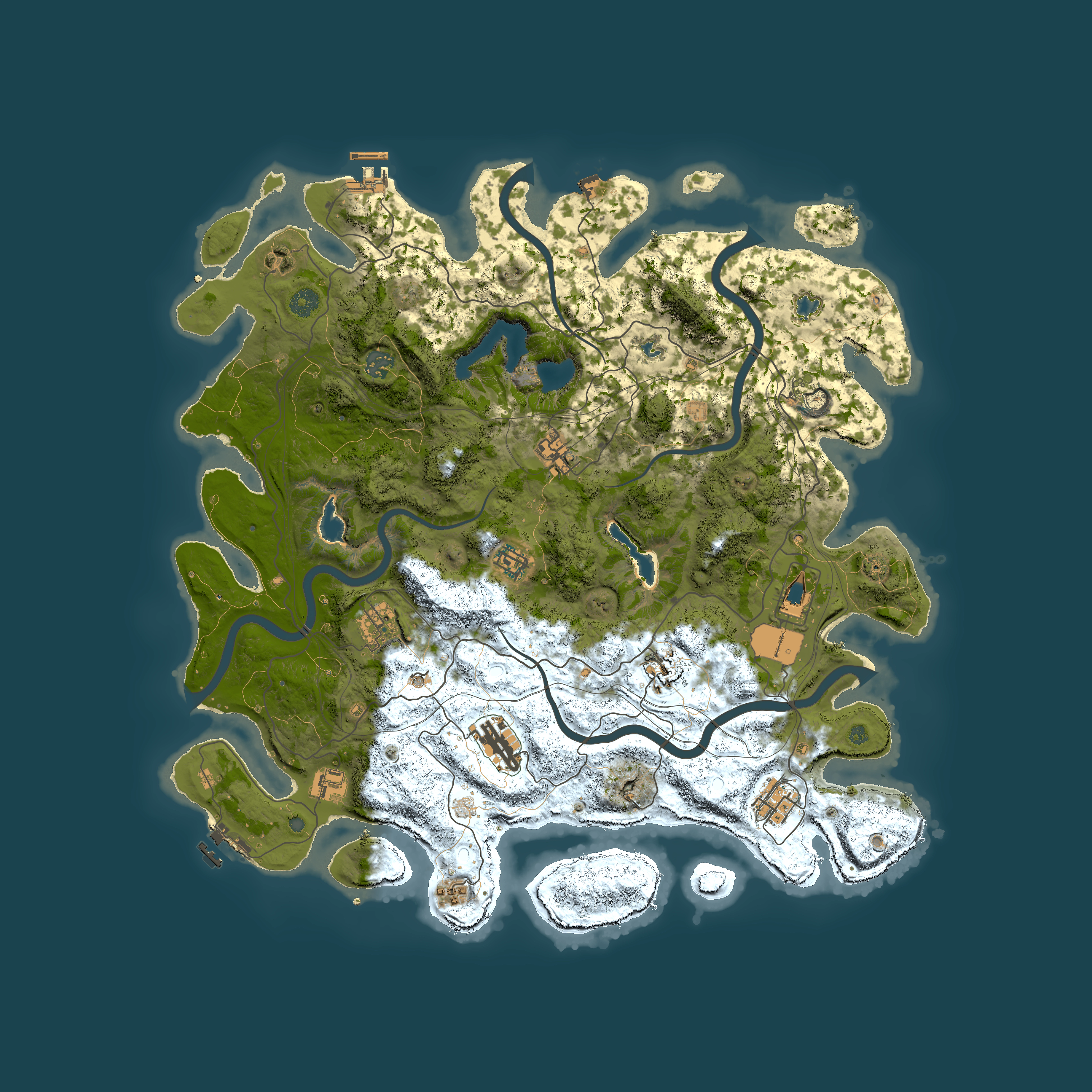 Full top-down render of Rust map seed 1581858467, 4500x4500m