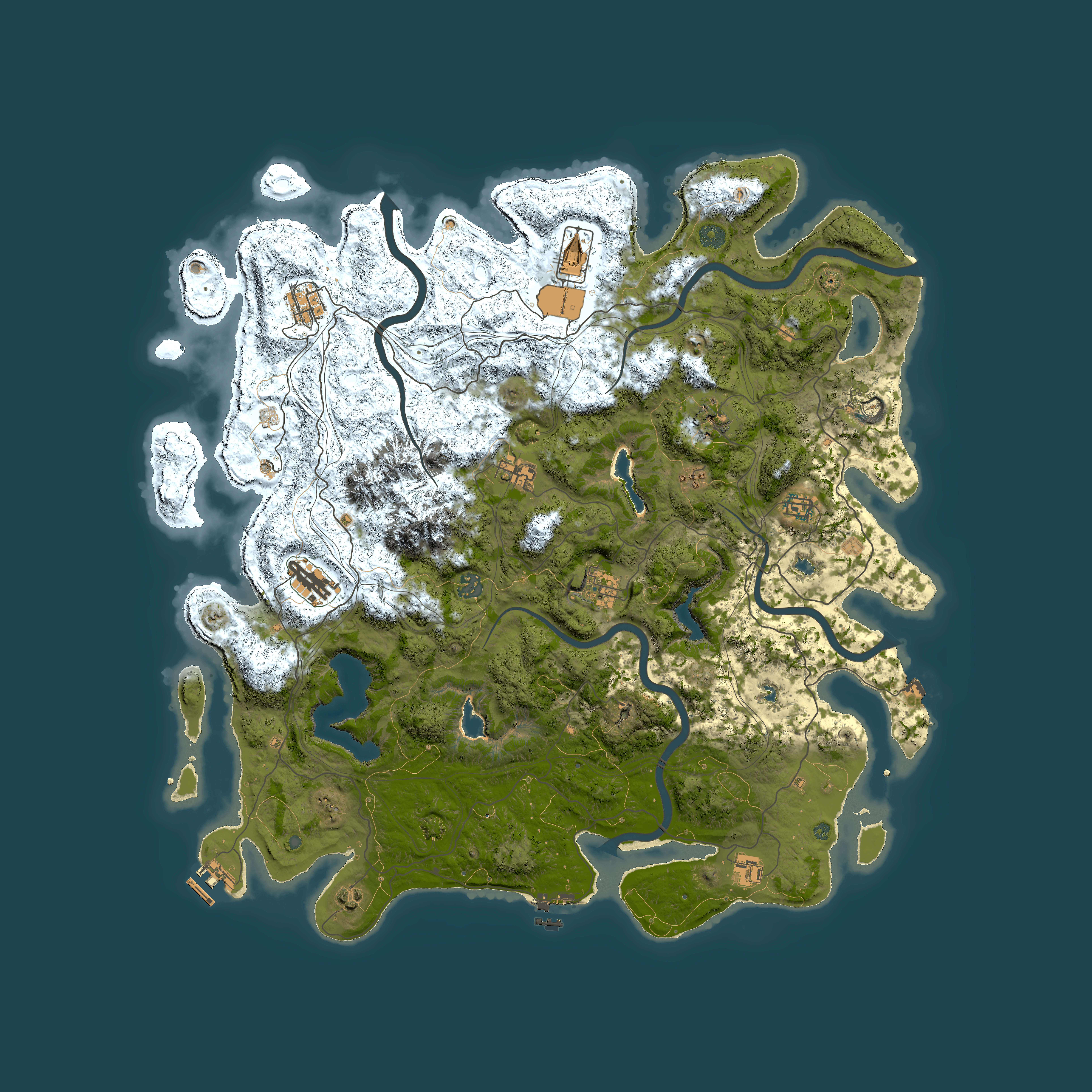 Full top-down render of Rust map seed 534608936, 5000x5000m