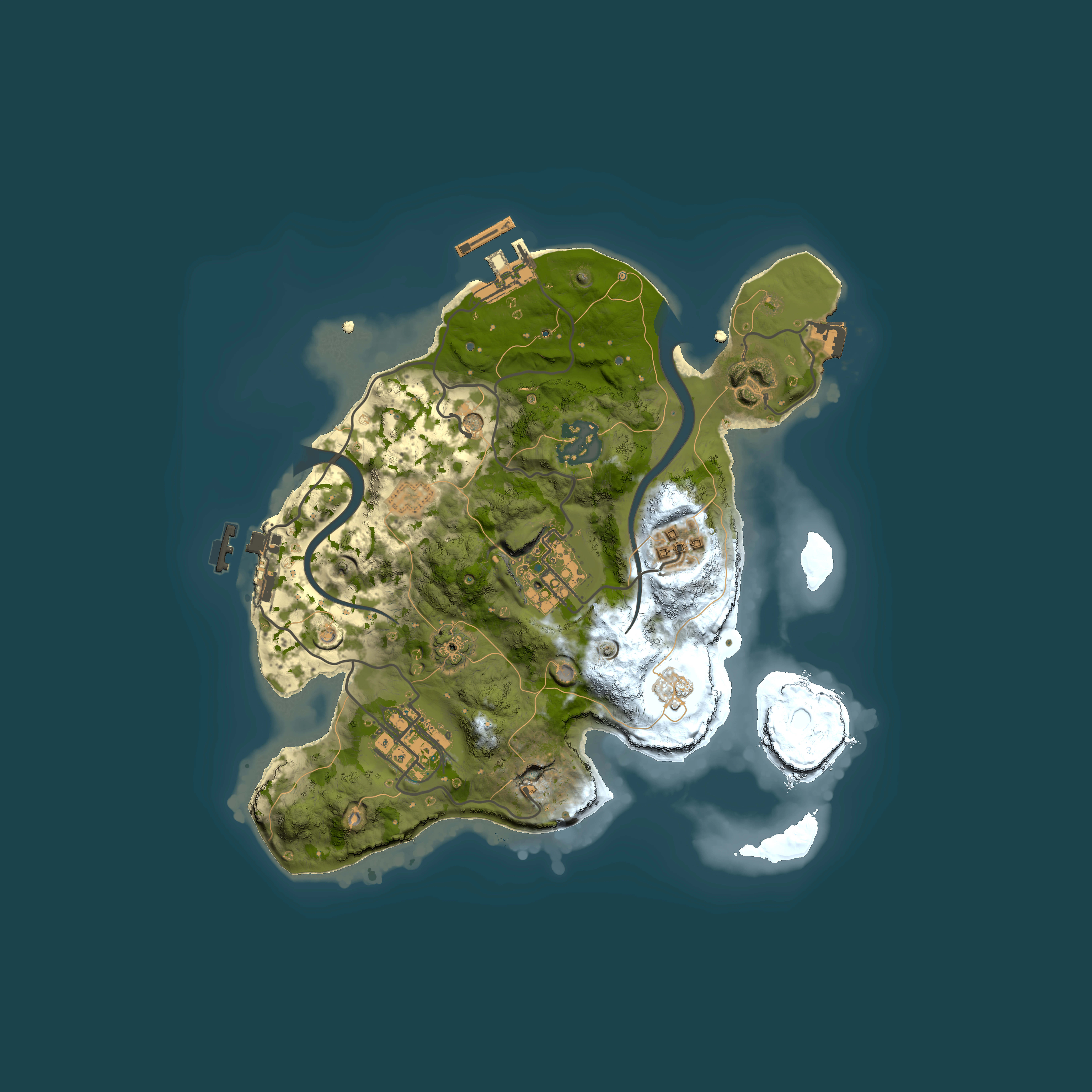 Full top-down render of Rust map seed 1160944406, 2500x2500m