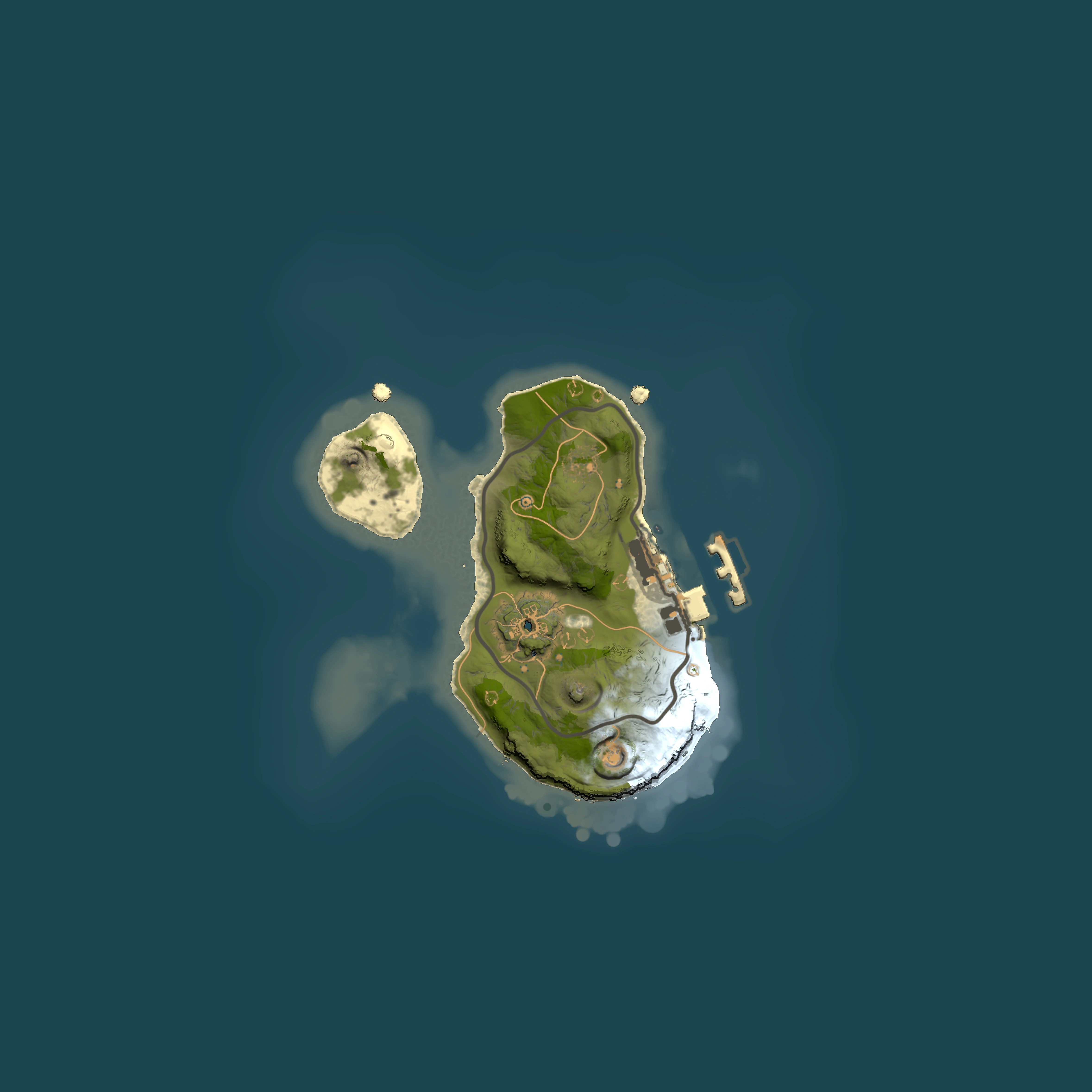 Full top-down render of Rust map seed 157952606, 1500x1500m